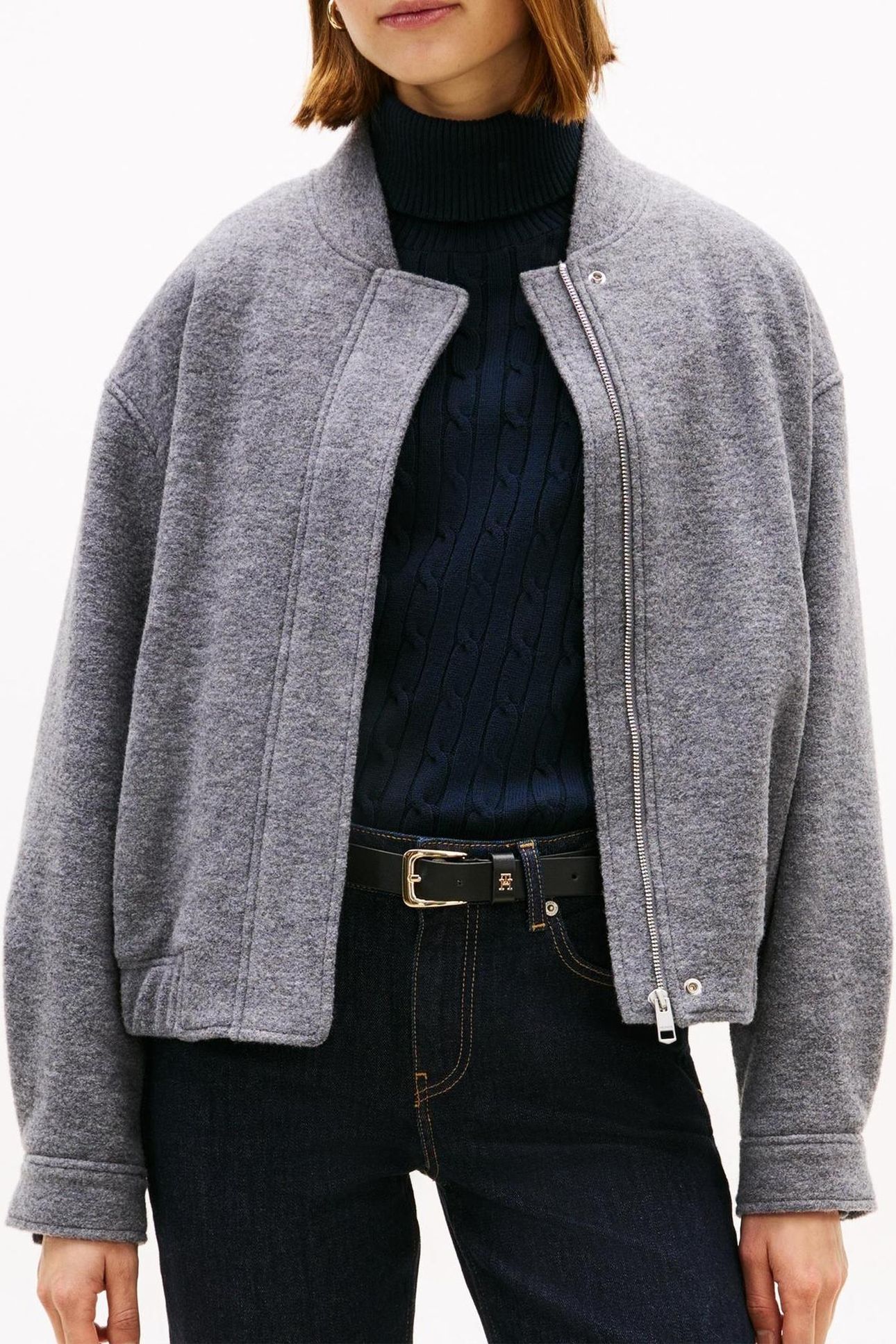 WOOL TEXTURE REG BOMBER MID GREY HEATHER 3