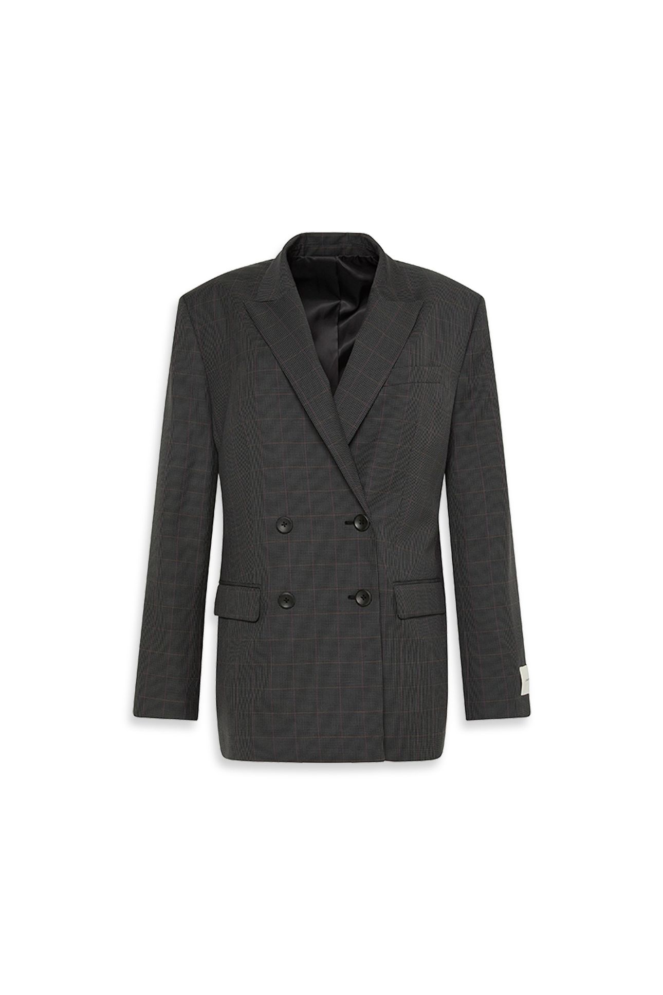 HOUNDSTOOTH WOOL DOUBLE BREASTED BLAZER MAGENTA 4