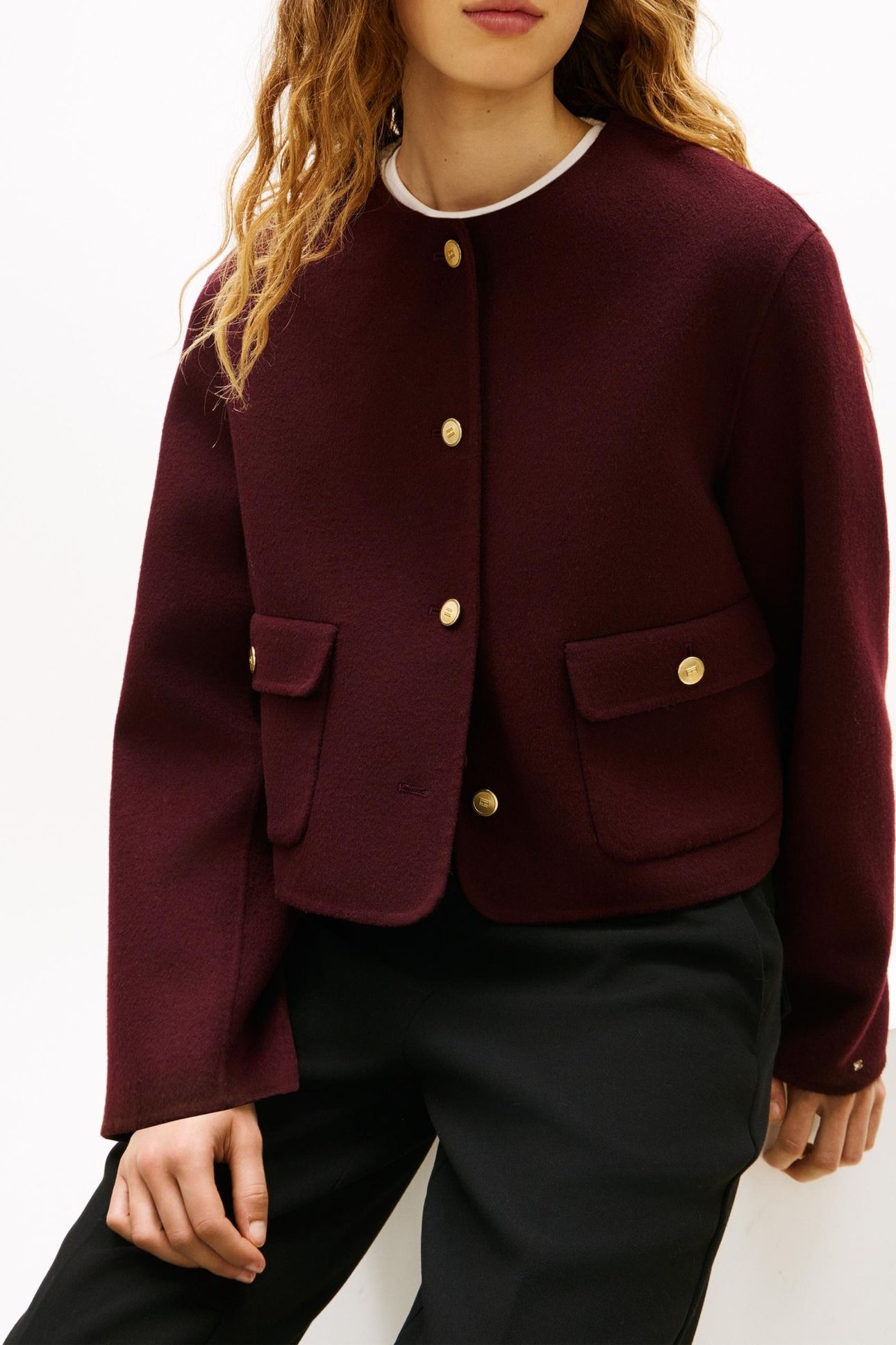 DF WOOL BLEND REG JACKET DEEP BURGUNDY 5