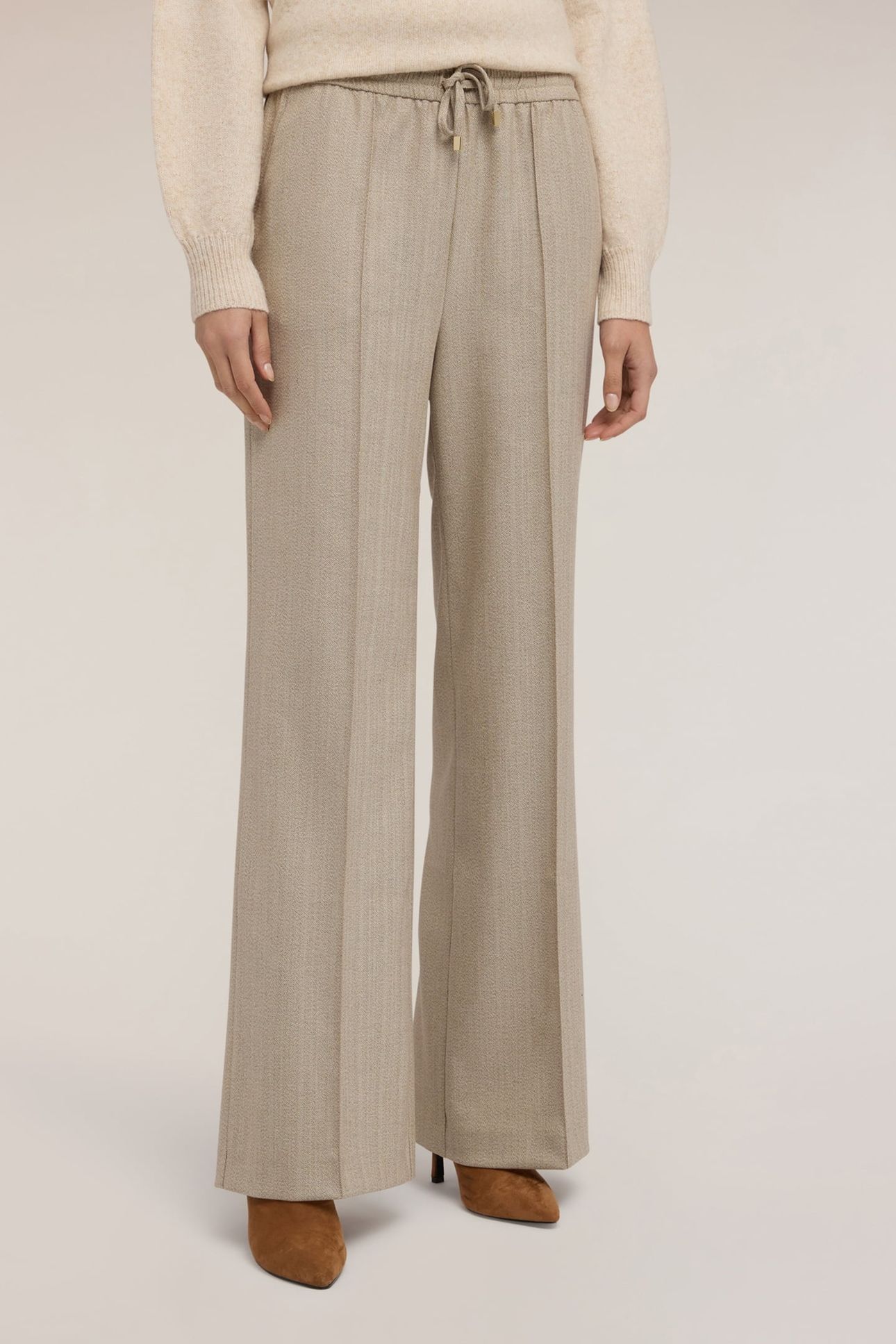 PALAZZO PANTS IN FLANNEL BEIGE 1