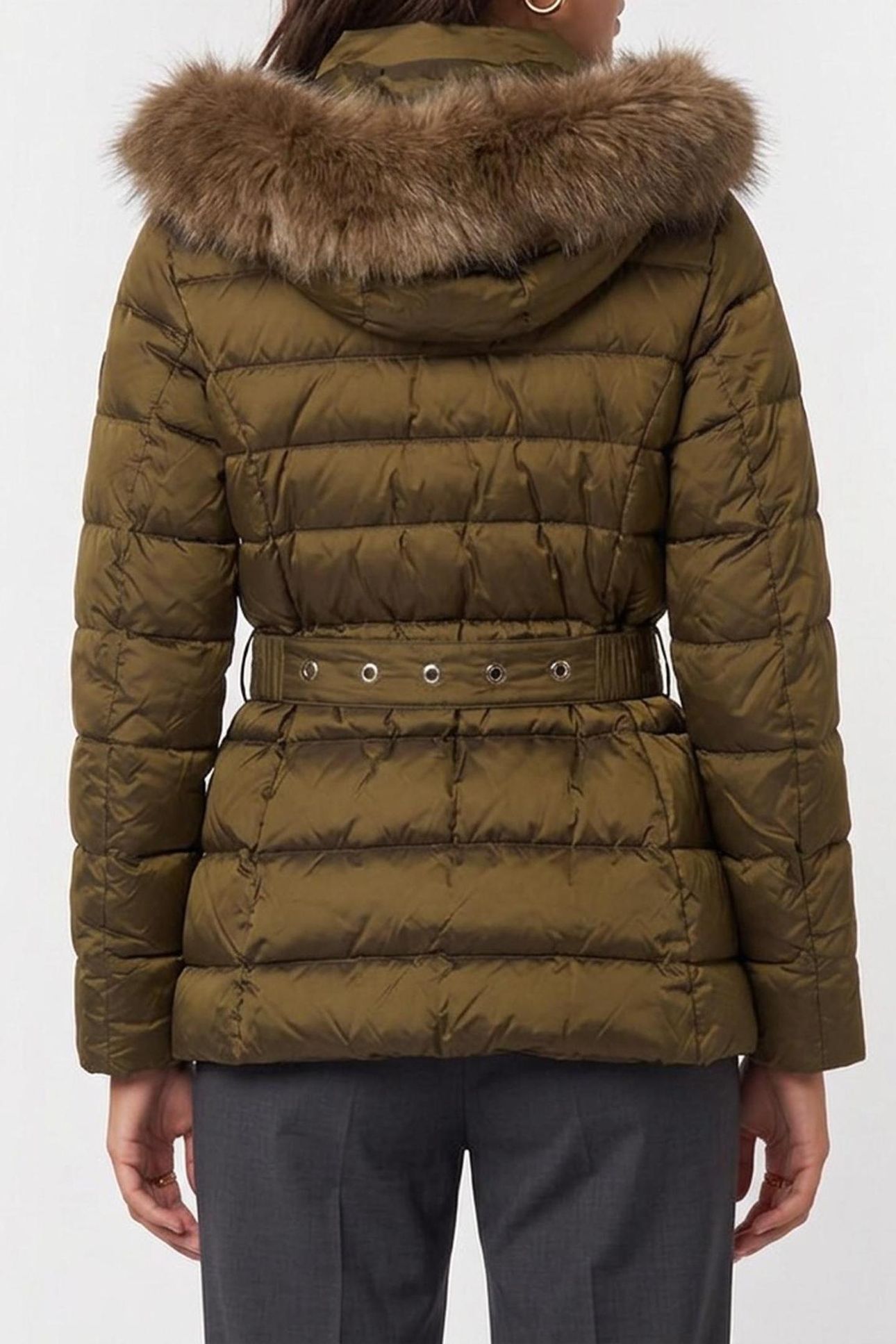 FAUX FUR TRIMMED BELTED PISTACHIO 2