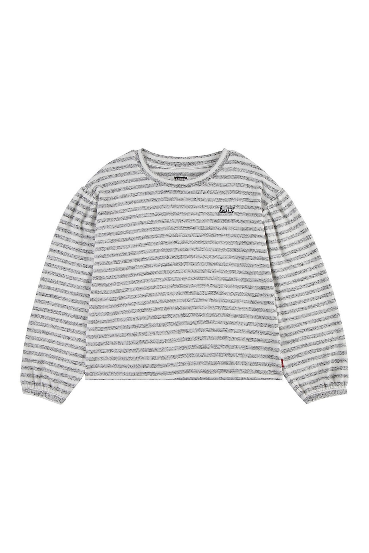 GIRLS HACCI STRIPED LS KNIT TOP DARK GREY HEATHER 1