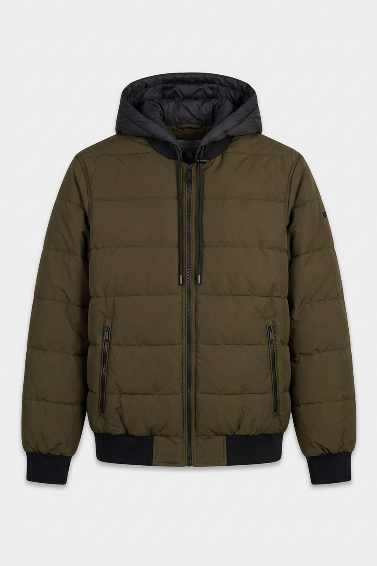 HOODED BOMBER PUFFER COAT OLIVE 3