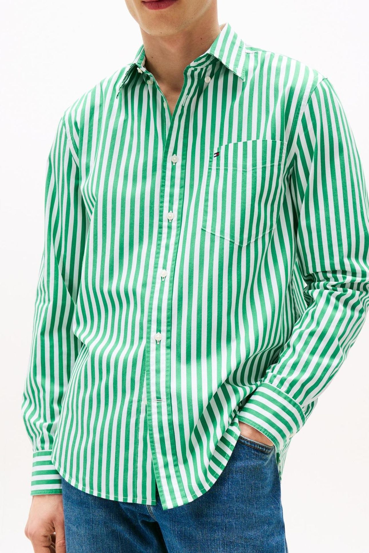 FLEX POPLIN BOLD SHIRT OLYMPIC GREEN/STRIPE 4