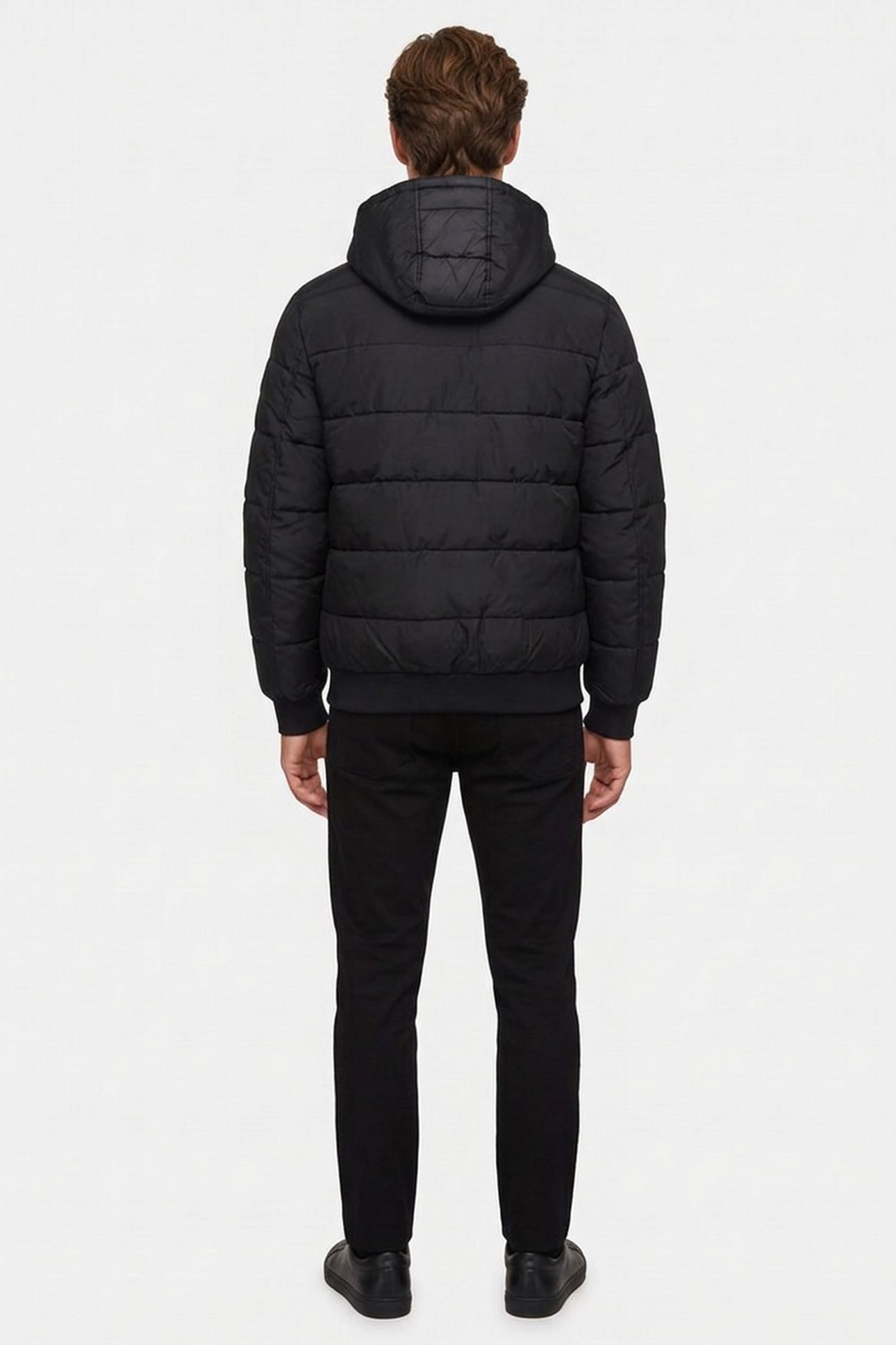 HOODED BOMBER PUFFER COAT BLACK 2