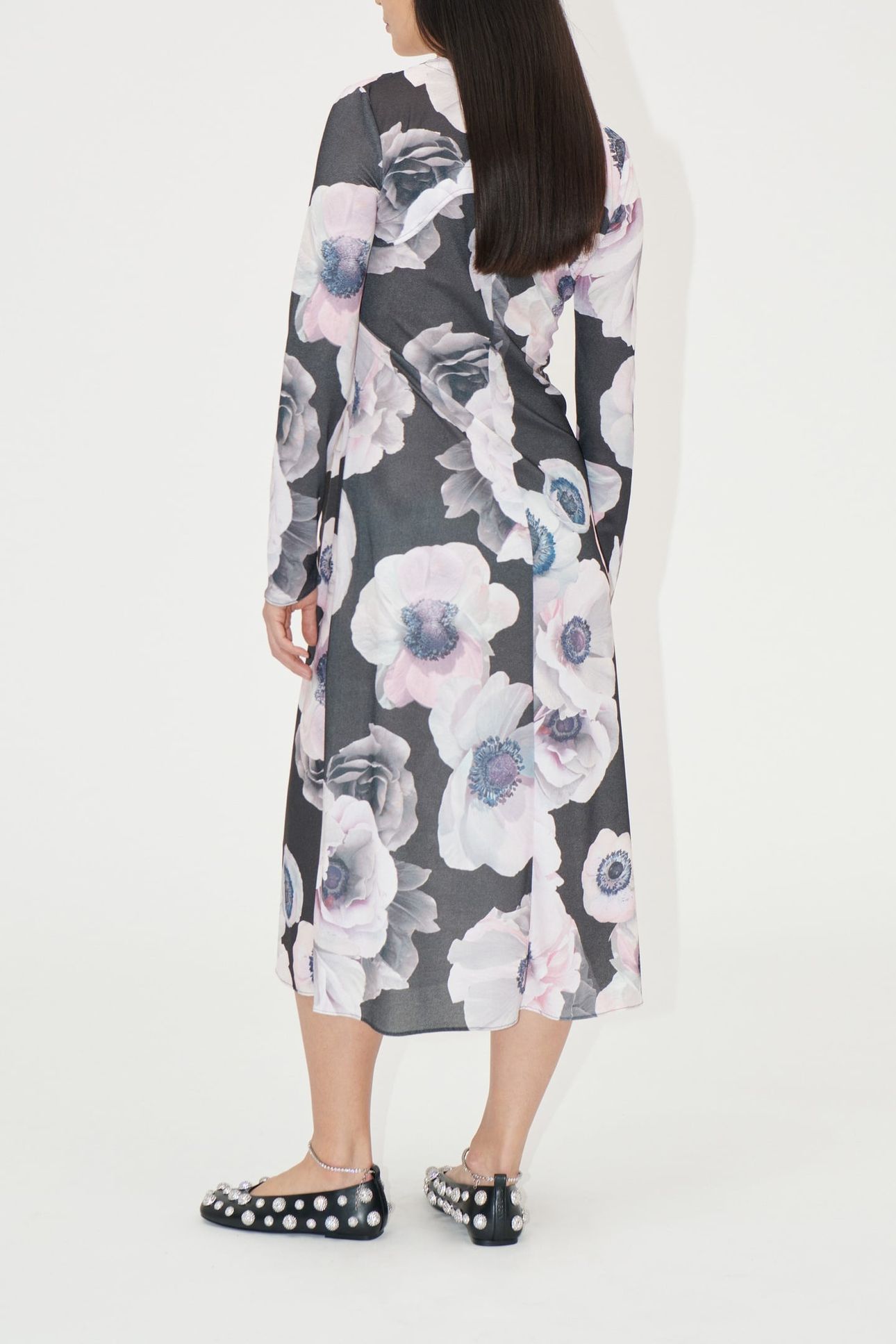 CREWNECK LONG SLEEVE MIDI DRESS NOSTALGIC ANEMONE 2