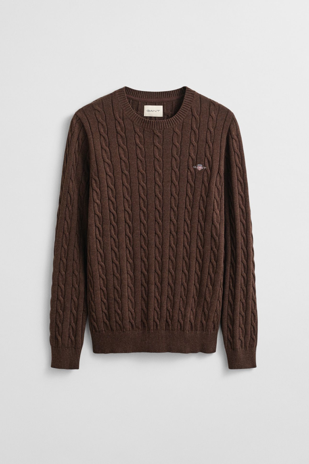 CLASSIC CABLE KNIT SWEATER BROWN MELANGE 4