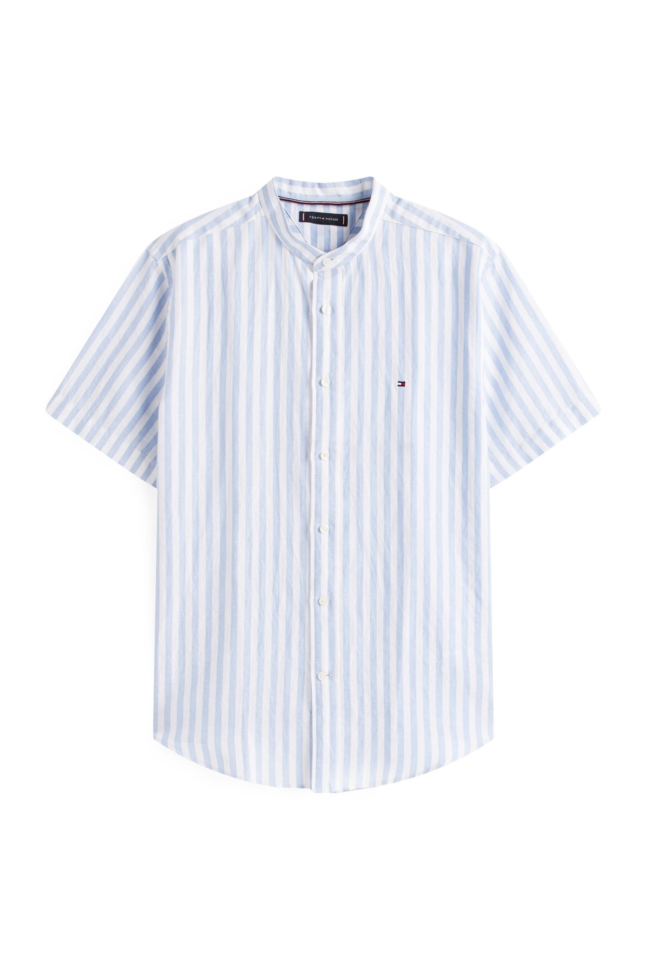 LINEN BLEND MAO SHIRT BREEZY BLUE/WHITE 4