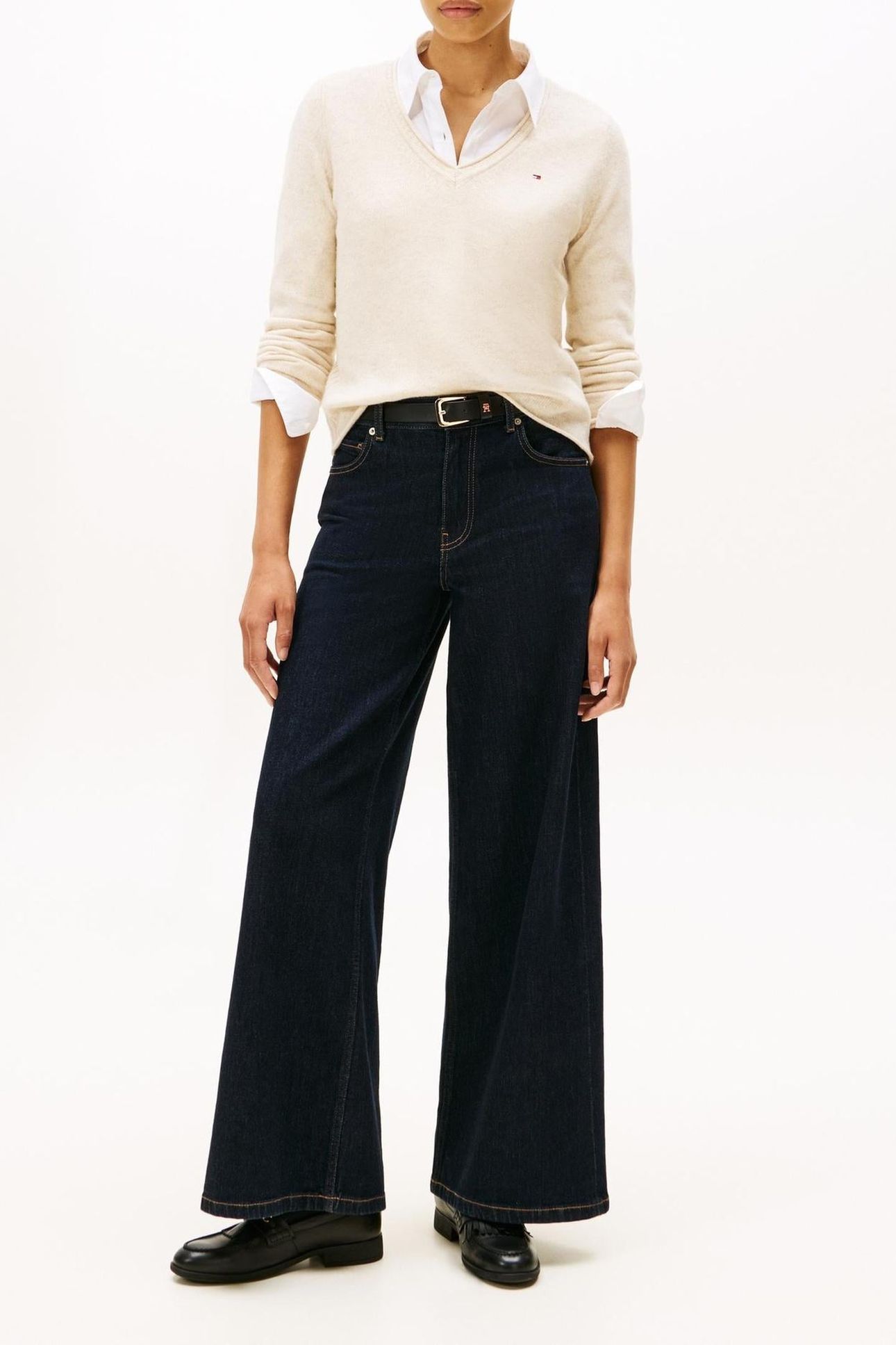 SOFT WOOL V-NECK LOOSE SWEATER HEATHER OATMILK 2