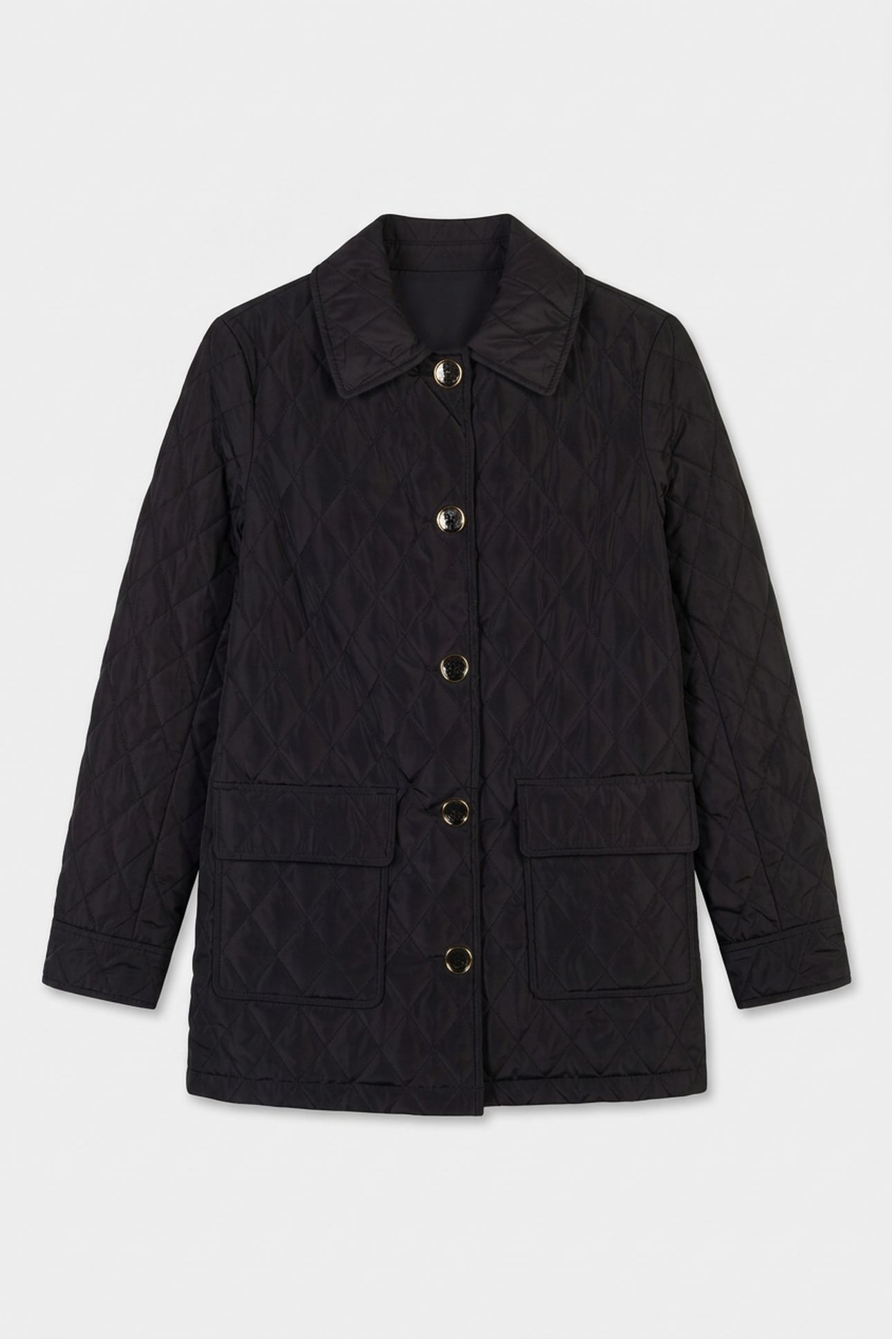 BUTTON UP QUILTED JACKET BLACK 3