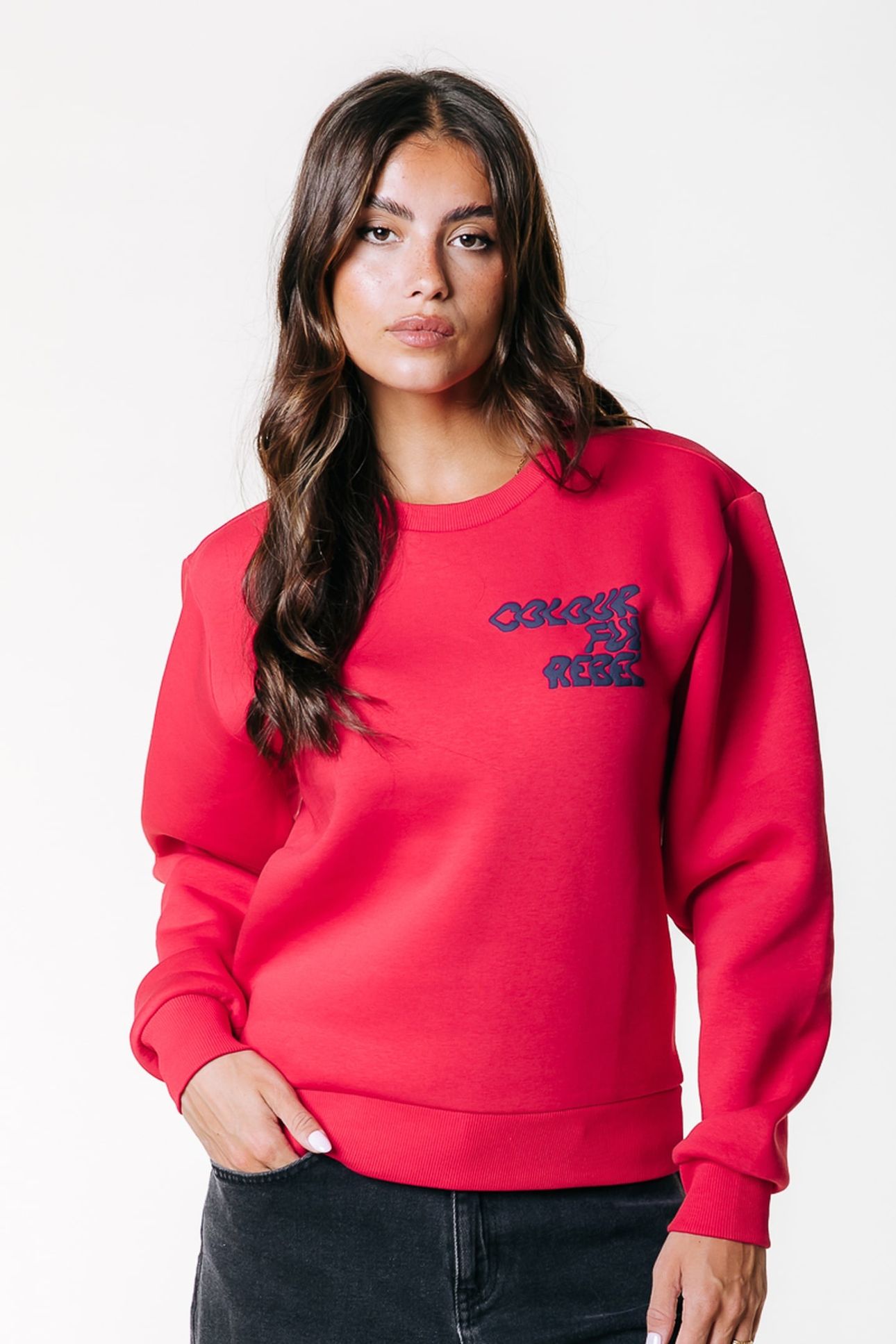 LOGO WAVE RELAXED SWEAT RED 1