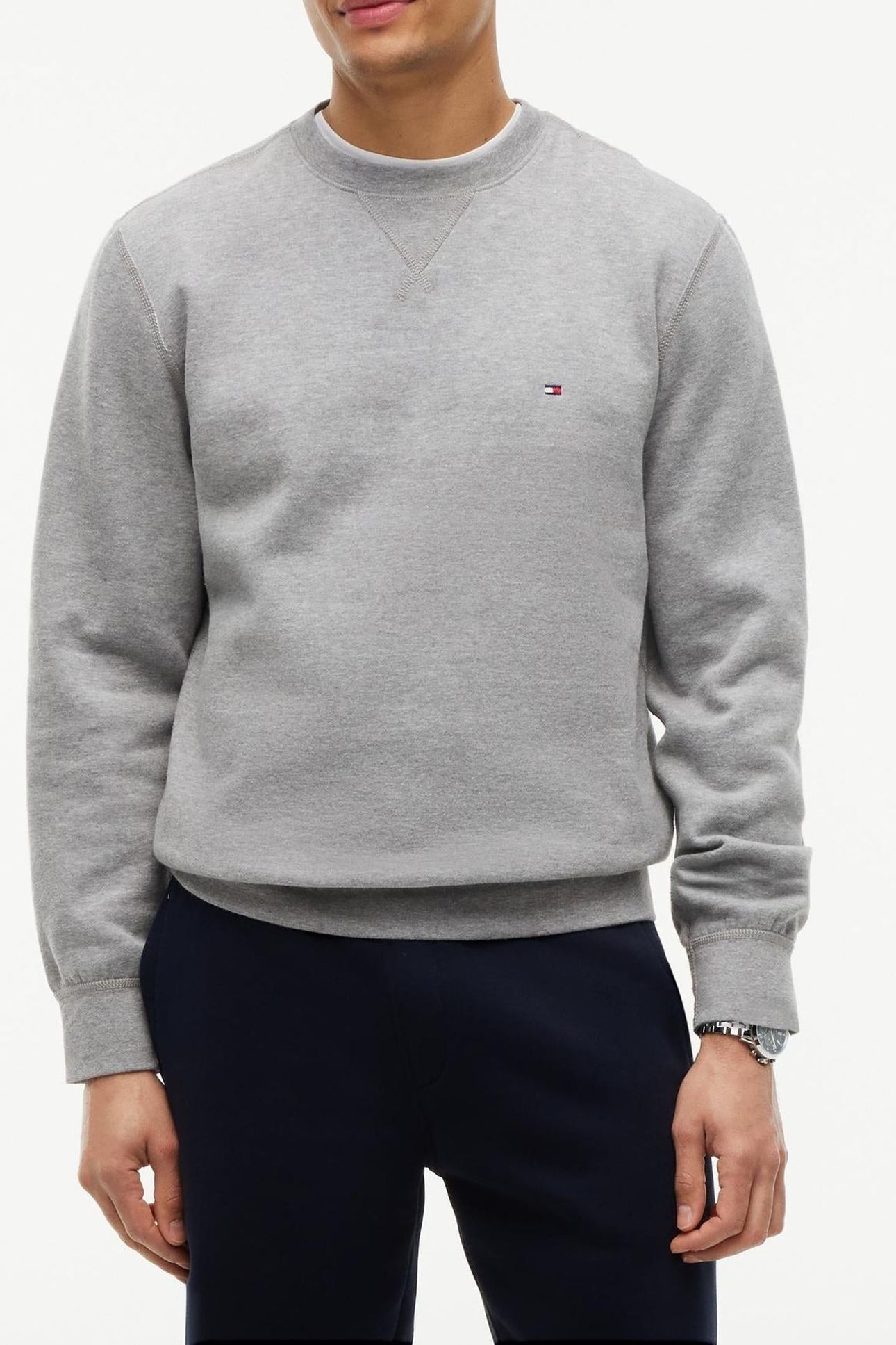 ESSENTIAL FLEECE CREW MEDIUM GREY HEATHER 1