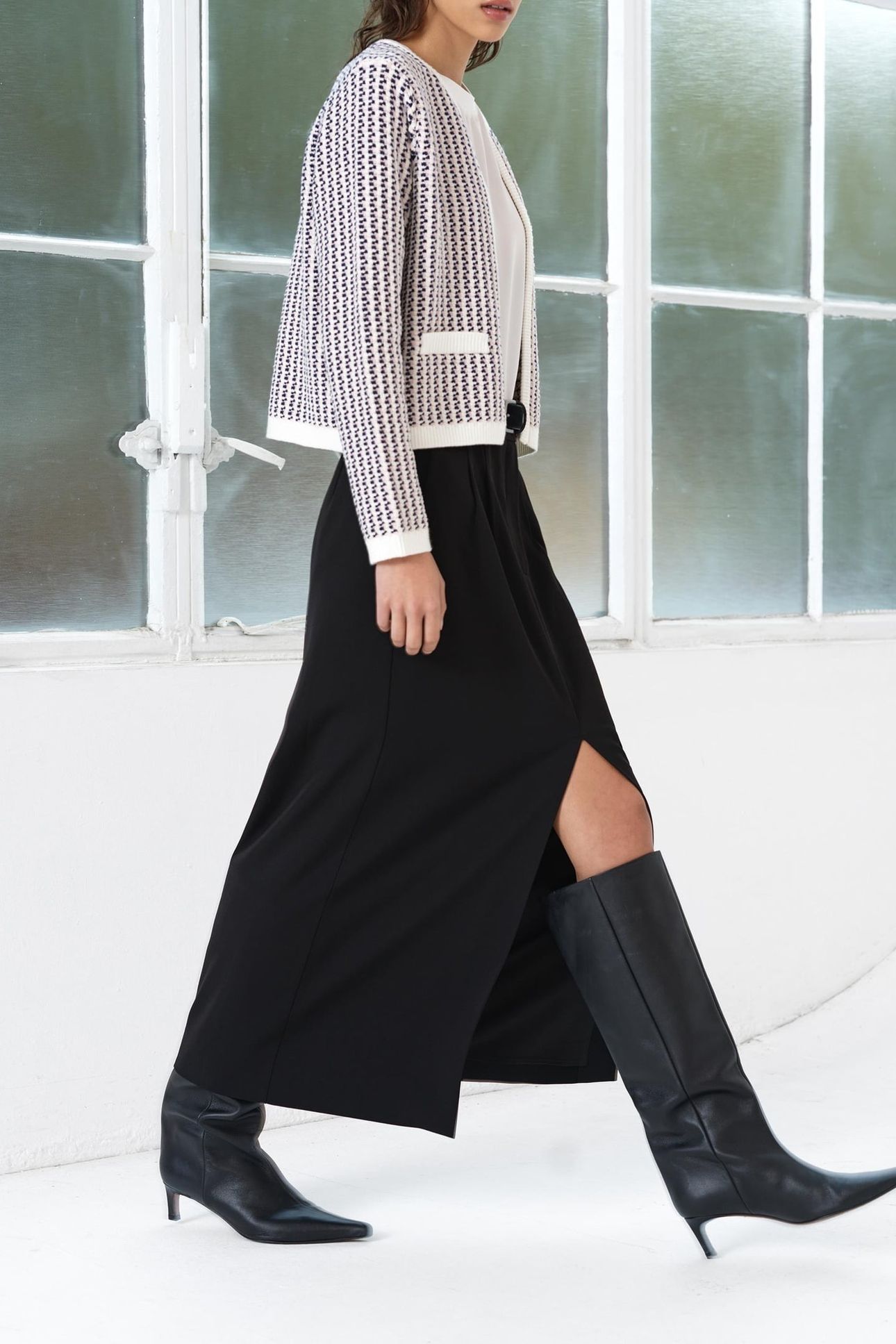 NOAR TEXTURED KNIT CARDIGAN PORCELAIN CRM MULTI 2