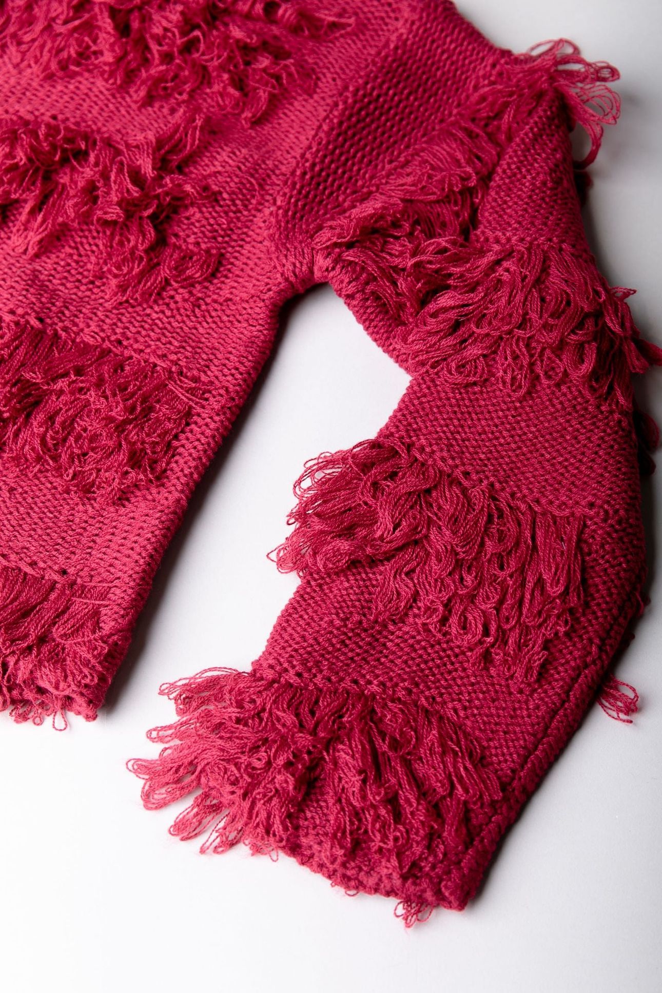 ALBA FRINGE KNITTED SWEATER RASPBERRY WINE 6