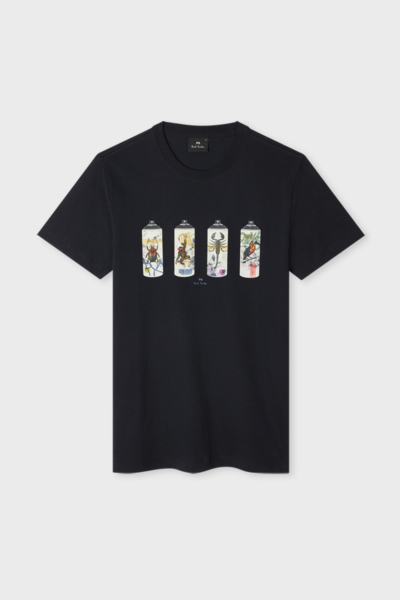MENS SLIM FIT T SHIRT ANIMAL SPRAY CANS VERY DARK NAVY 2