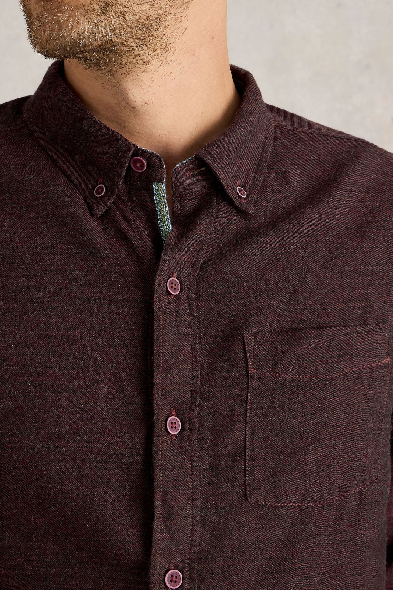 TEXTURED SLUB LS SHIRT DARK PLUM 5