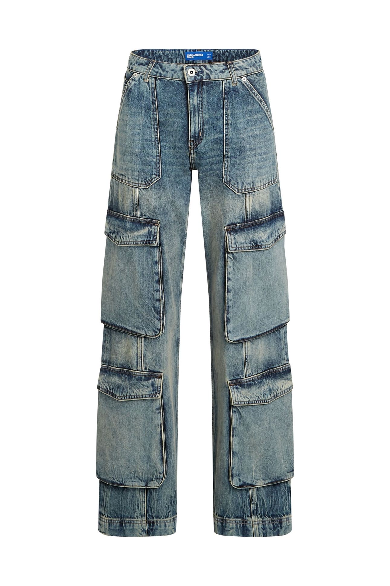 KLJ MR RELAXED CARGO DENIM TINTED VISUAL WASHED BLUE 5
