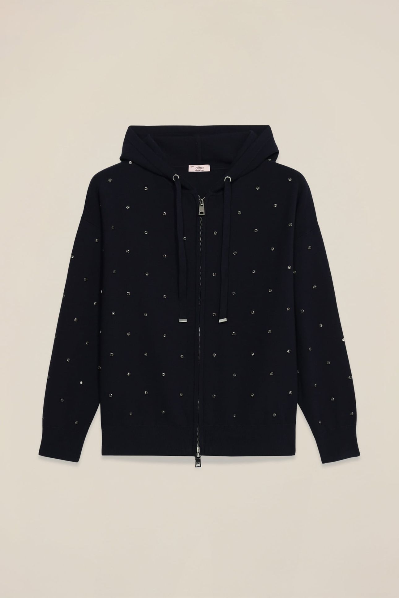 HOODED CARDIGAN WITH PATCH POCKETS BLUE 4
