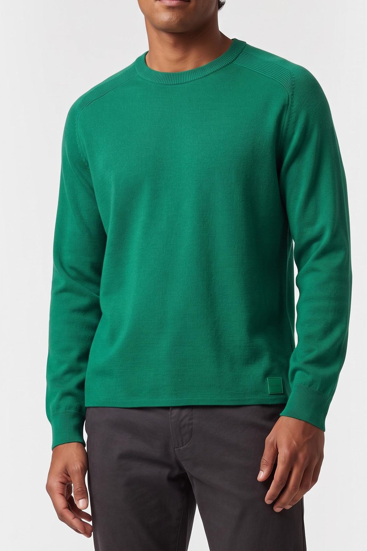 LS SNOWY TECH KNIT CREWNECK DECO GREEN 1