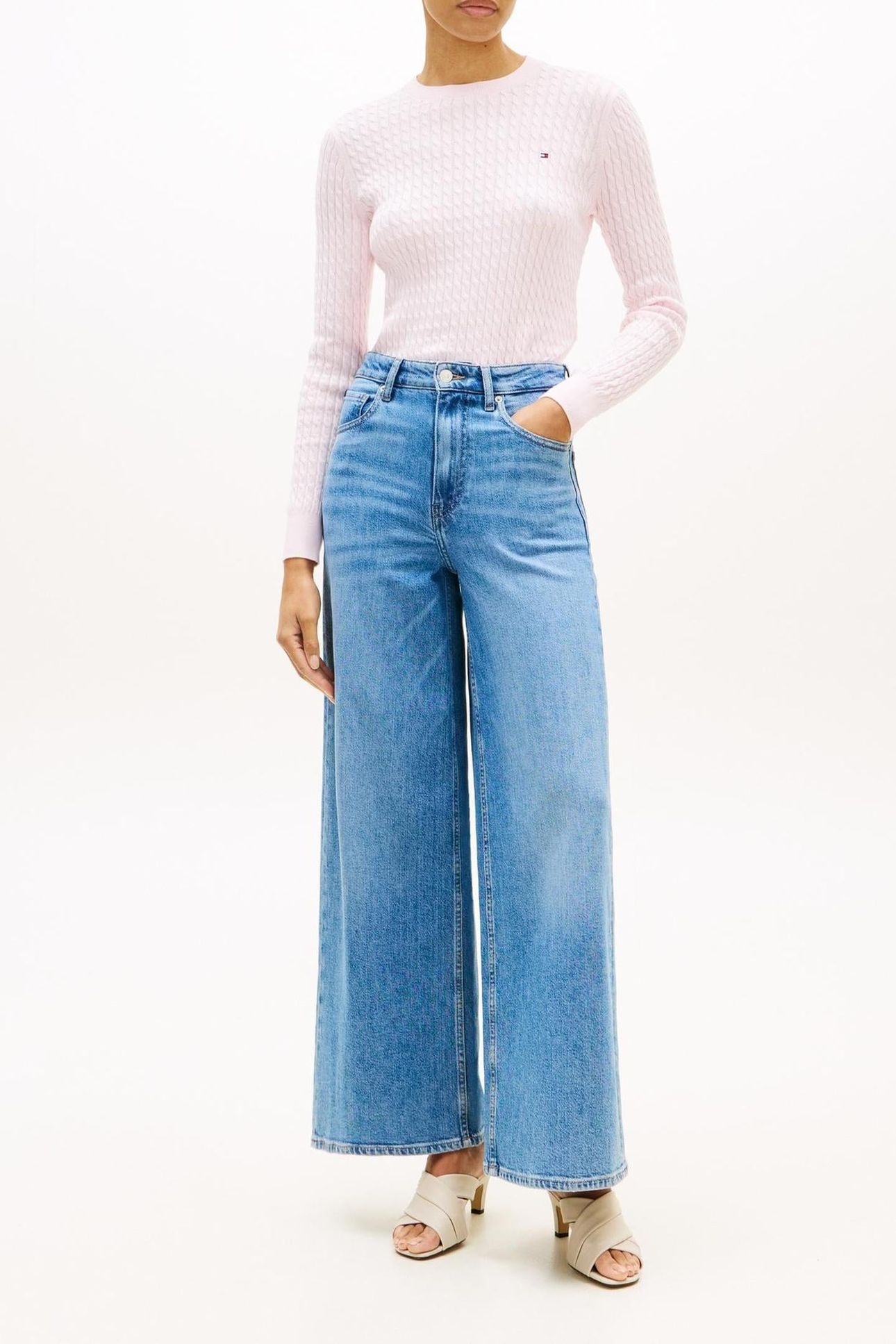 COTTON MINI CABLE SWEATER LIGHT PINK 2