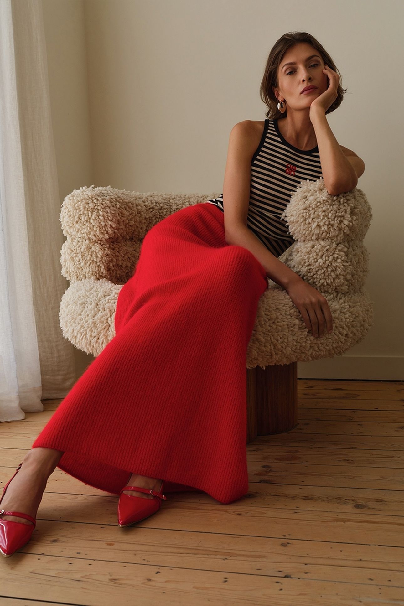 SUZY KNITTED LONG SKIRT FIERY RED 4