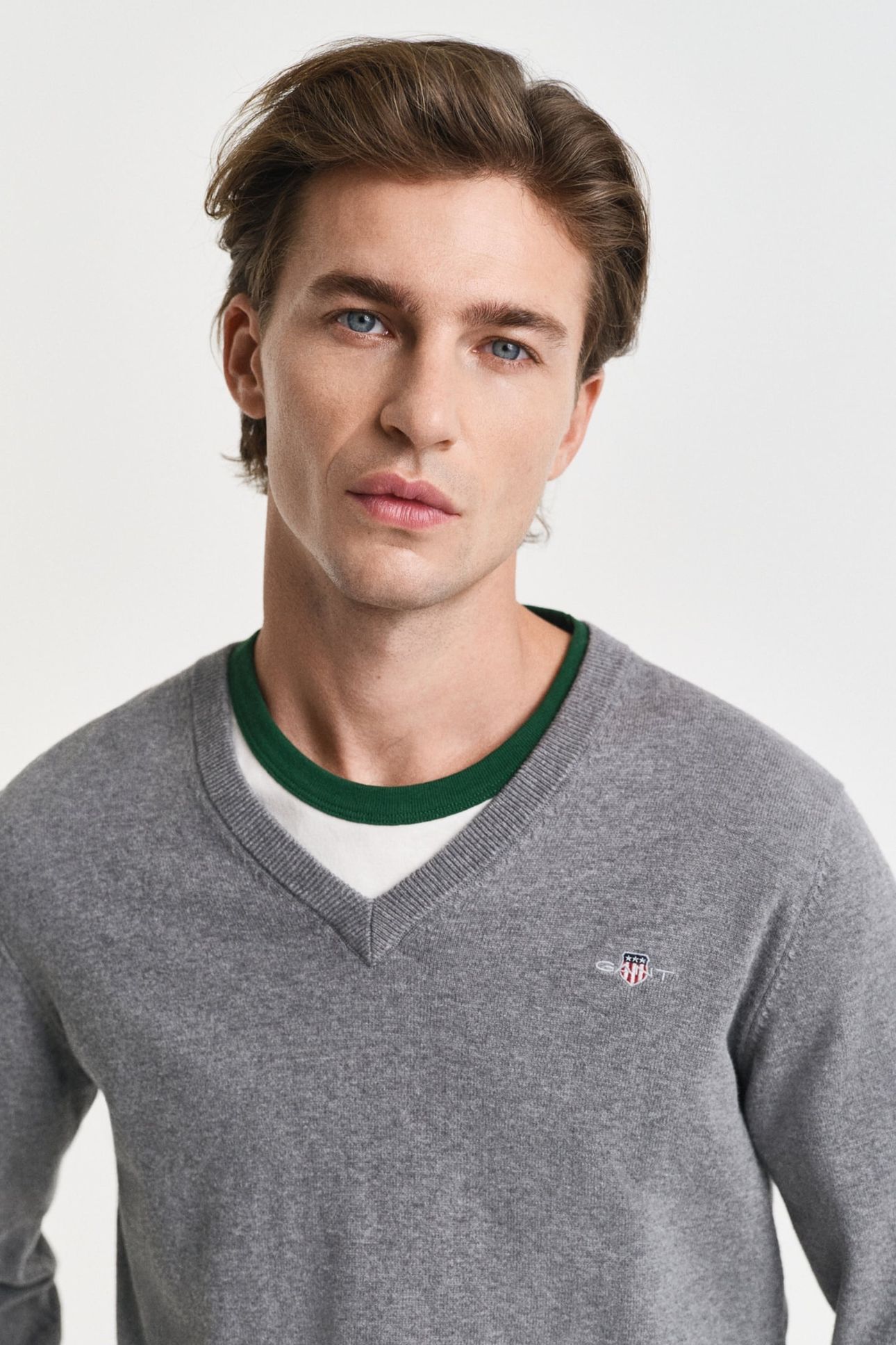 CLASSIC COTTON V-NECK DARK GREY MELANGE 9
