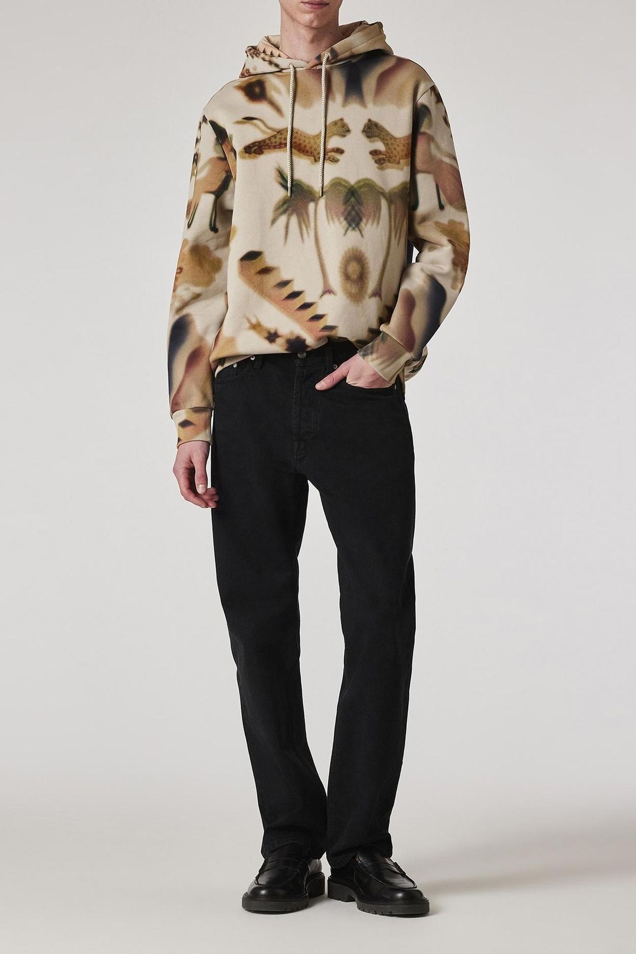 MENS LUMINERE PRINT HOODIE LIGHT BEIGE 2