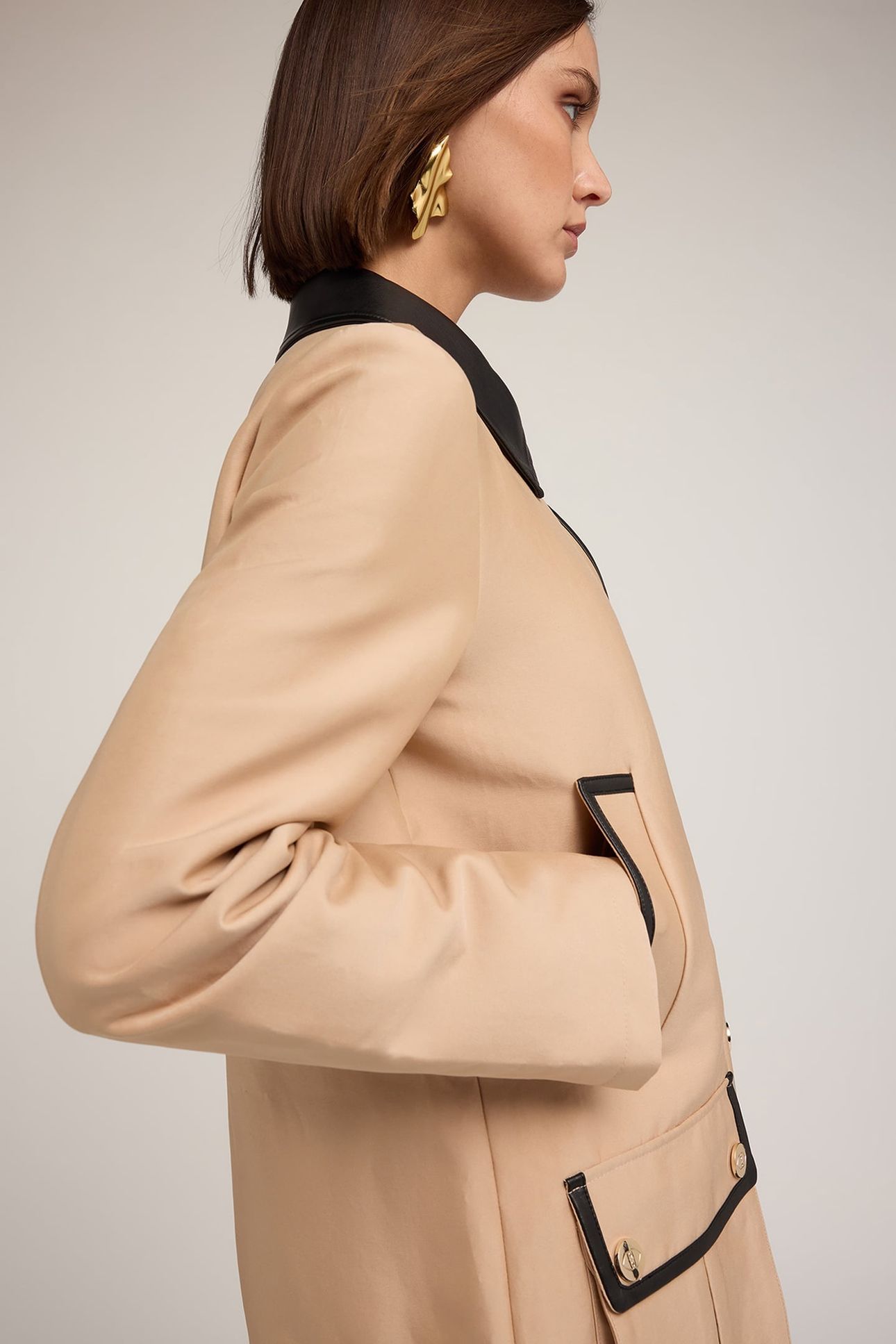 JACKET WITH COATED FABRIC INSERTS BEIGE 5