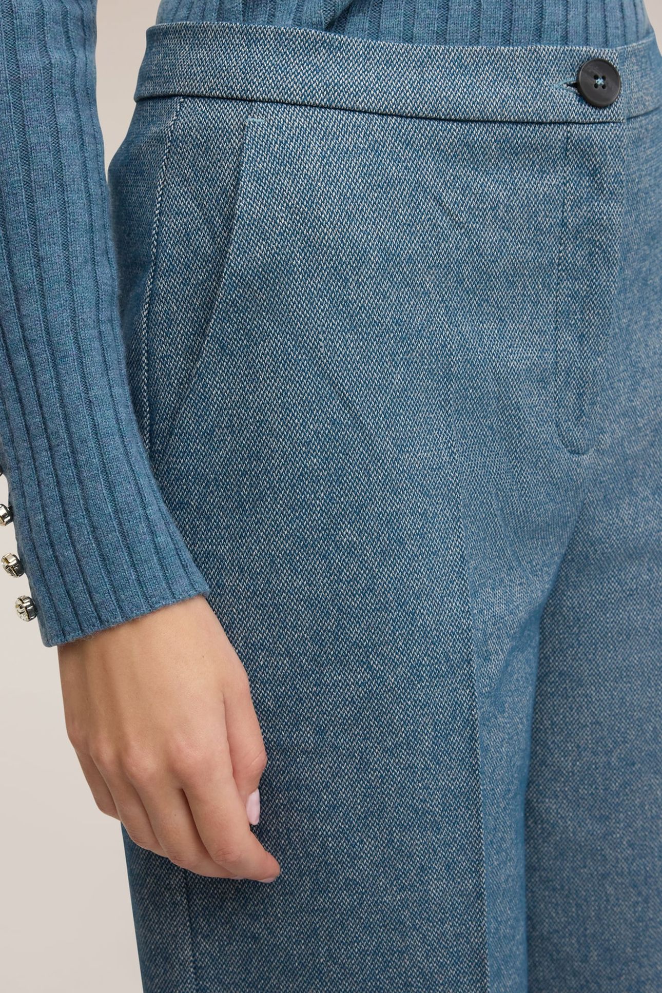 PALAZZO PANTS IN YARN-DYED FABRIC LIGHT BLUE 5
