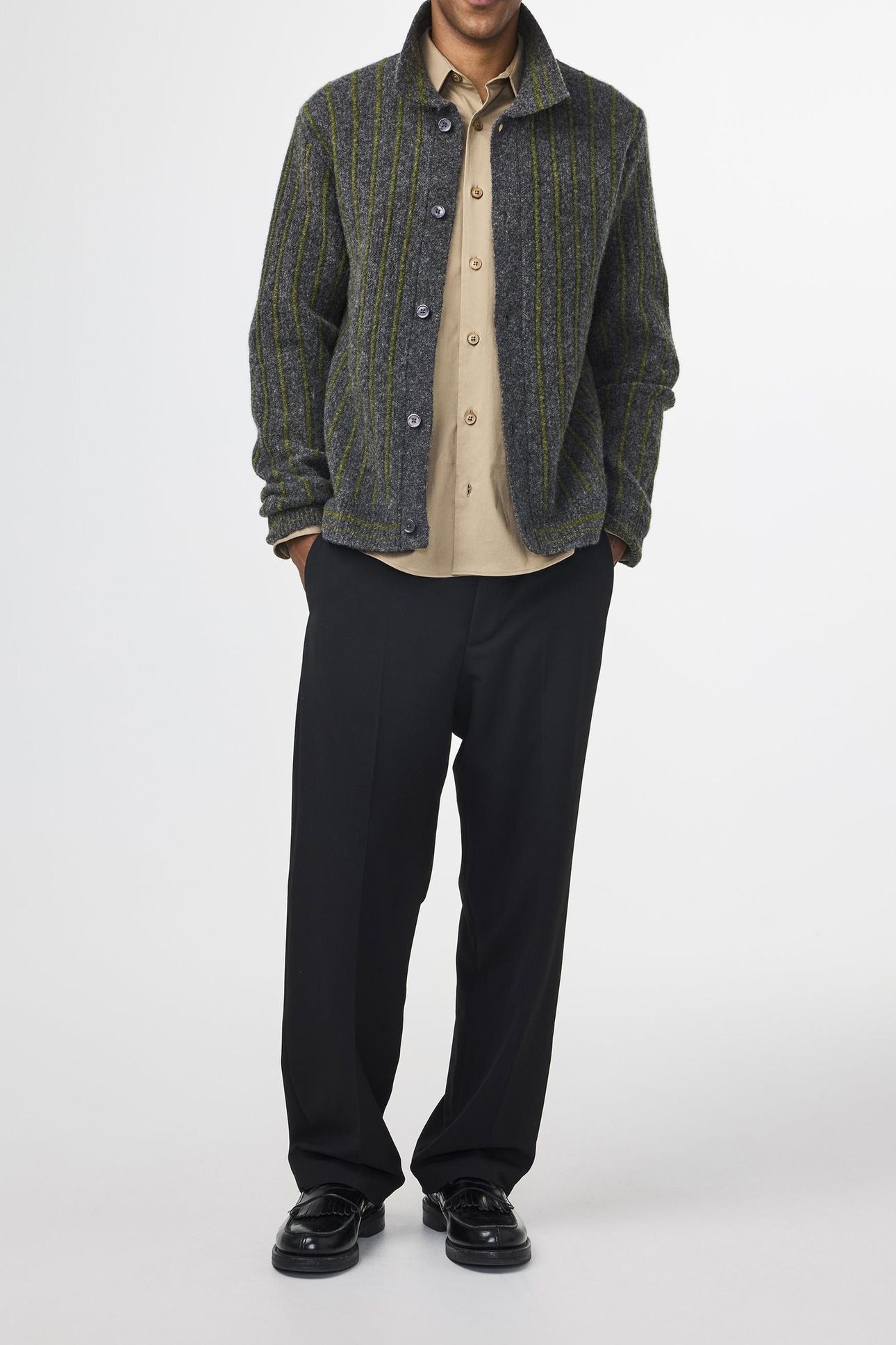 DARREN POLO CARDIGAN 6683 MEDIUM GREY MEL 3