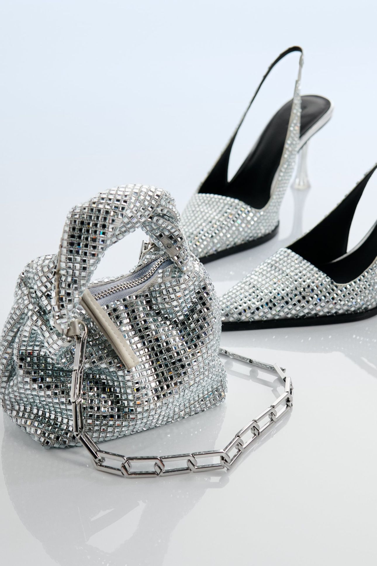 EIFFEL MIRROR METAL CAP SLING BACK SILVER 3