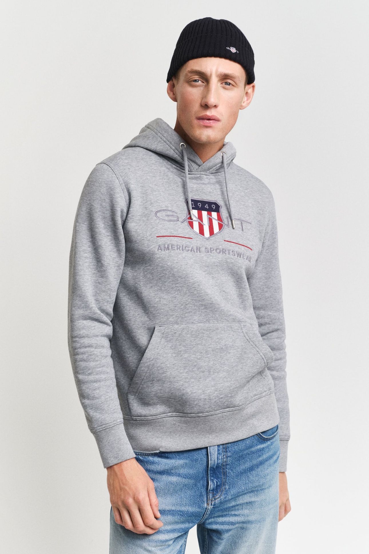 ARCHIVE SHIELD HOODIE GREY MELANGE 2