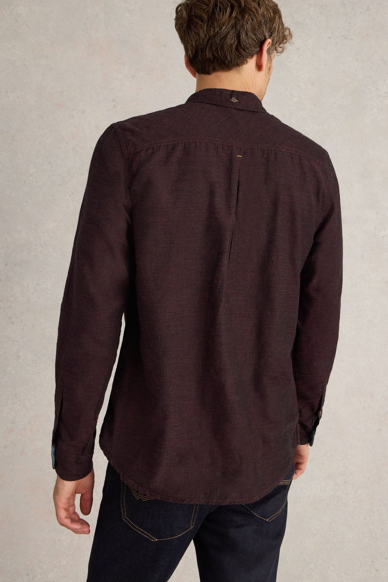 TEXTURED SLUB LS SHIRT DARK PLUM 2