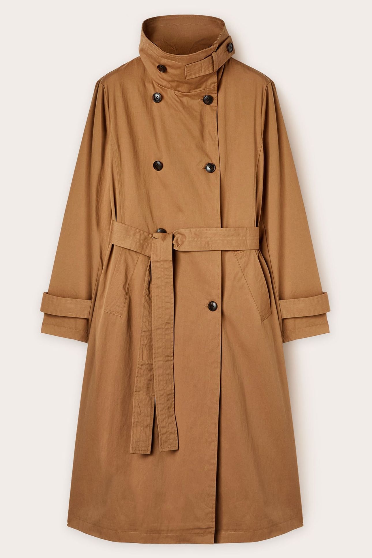 HIGH-NECK TRENCH COAT IN TECHNICAL FABRIC BROWN 4