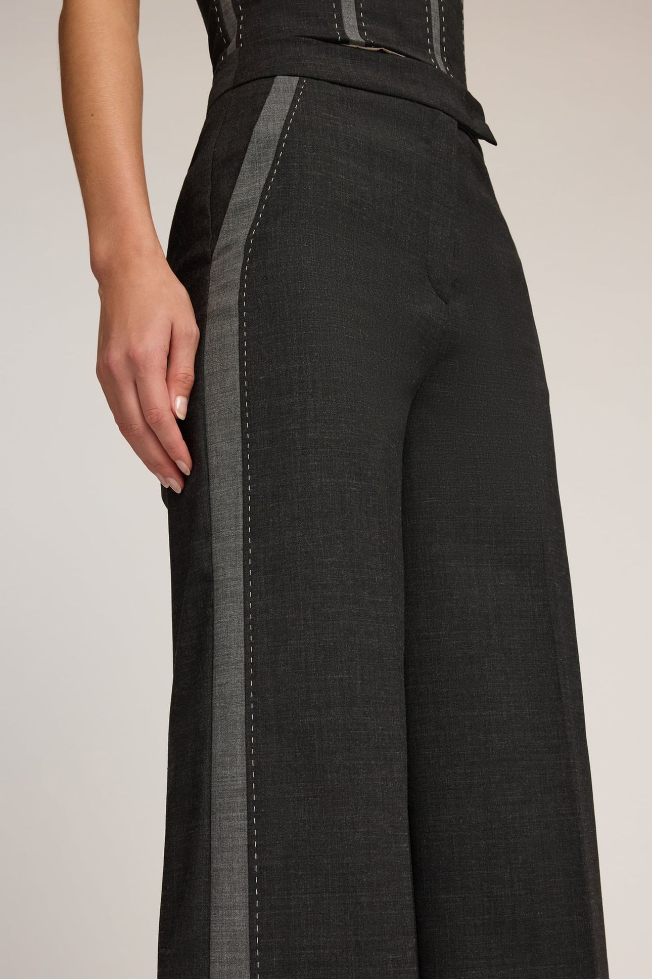 PALAZZO PANTS WITH SIDE STRIPE GREY 5