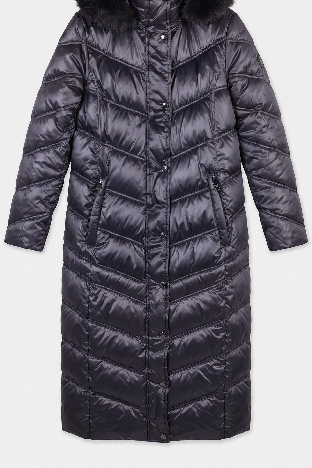 CHEVRON MAXI COAT CHARCOAL 3