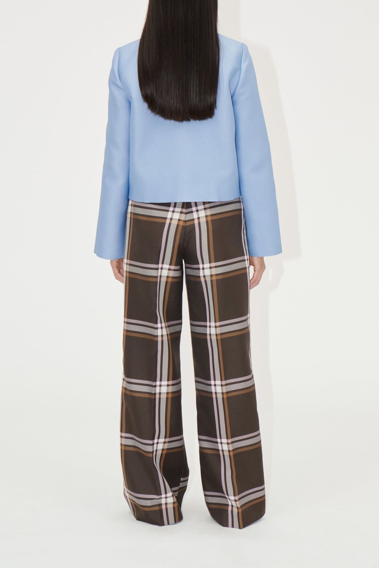 FRONT PLEAT LONG STRAIGHT PANTS WEAVED CHECKS 4