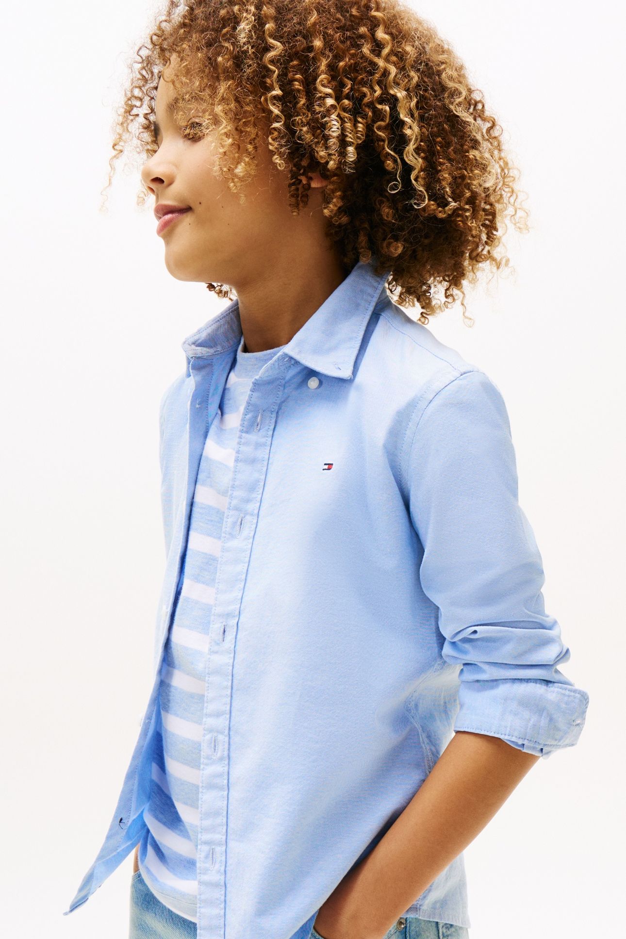 BOYS STRETCH OXFORD SHIRT CALM BLUE 5