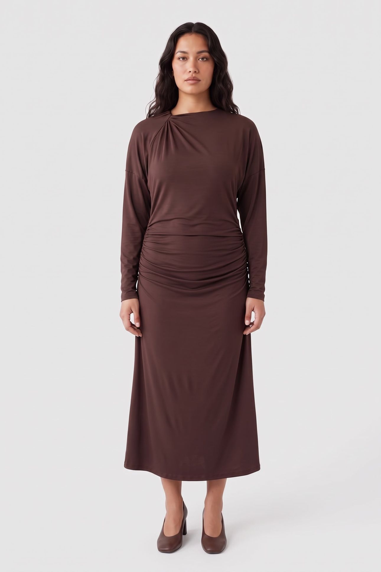 LA GENIA DRESS BROWN 1