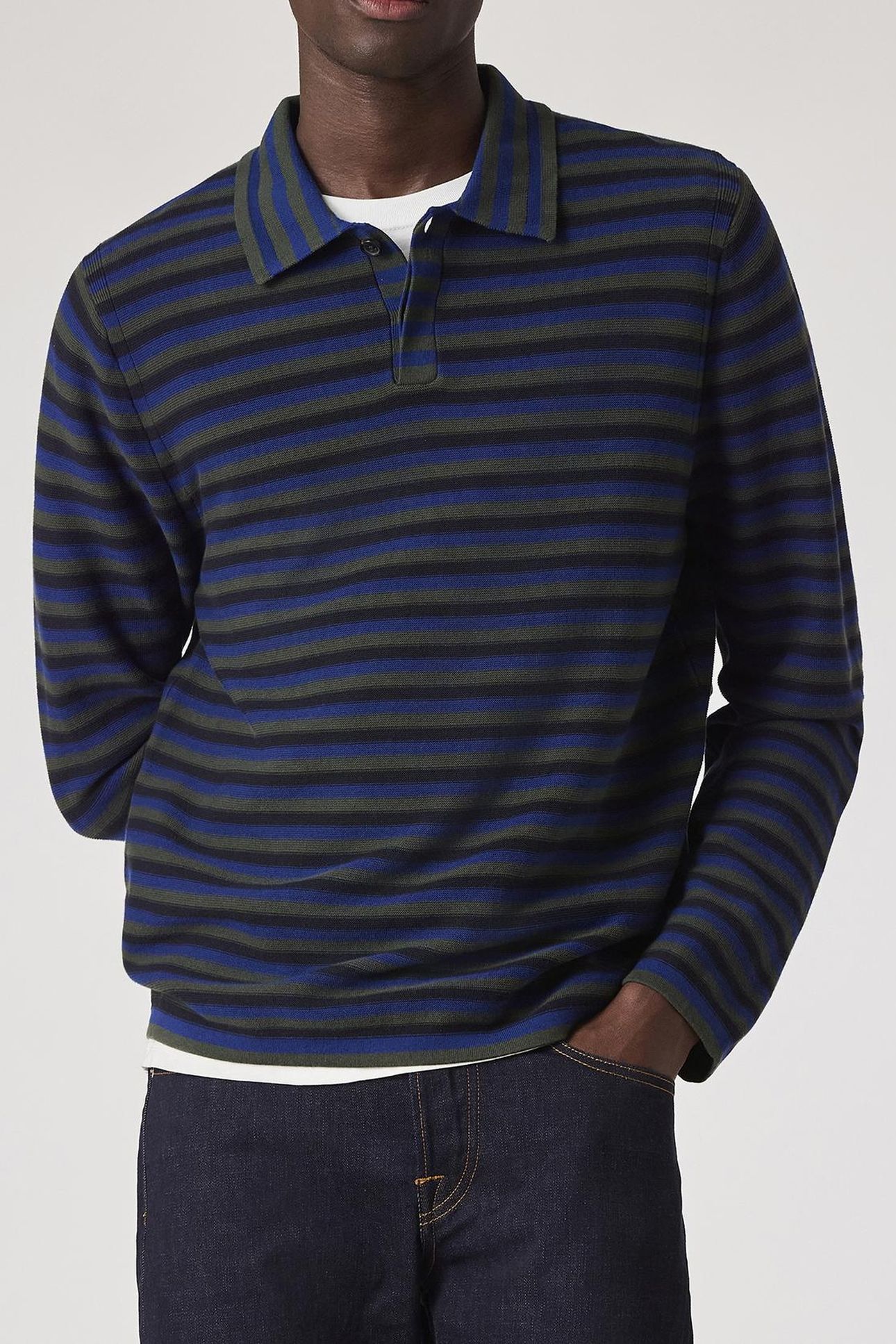 MENS SWEATER LS POLO VERY DARK NAVY 1