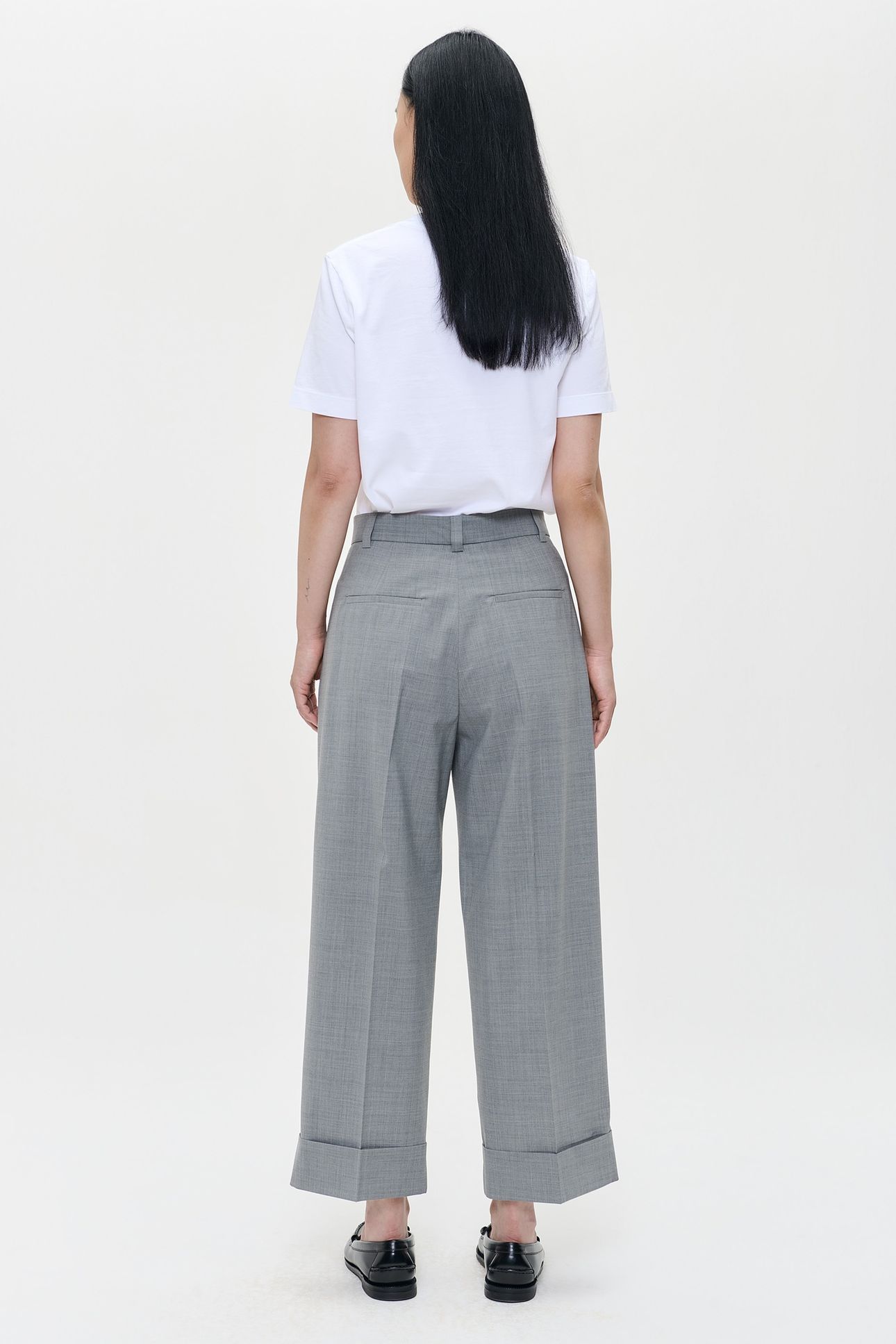 TROPICAL WOOL STRAIGHT PANTS GREY MELANGE 3
