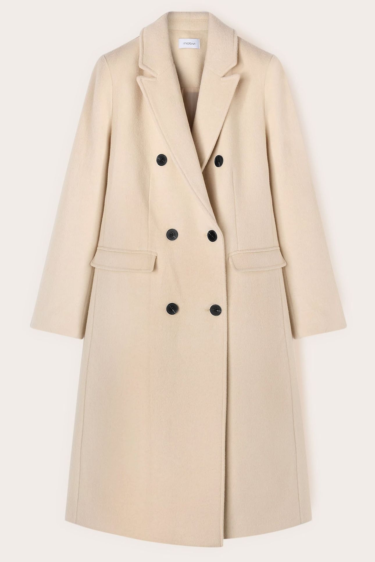 DOUBLE-BREASTED COAT IN WOOL BLEND DRAP BEIGE 4