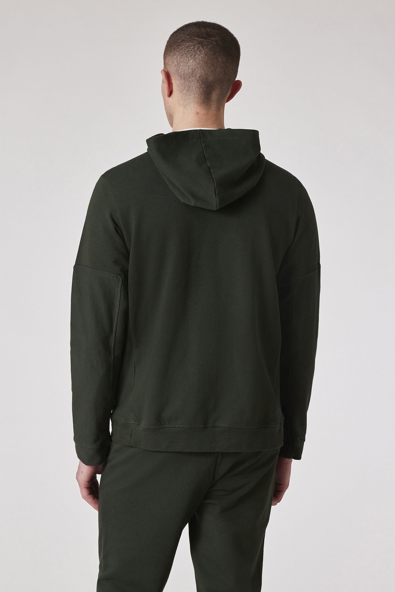 MENS REG FIT ZIP THRU HOODY VERY DARK GREEN 4