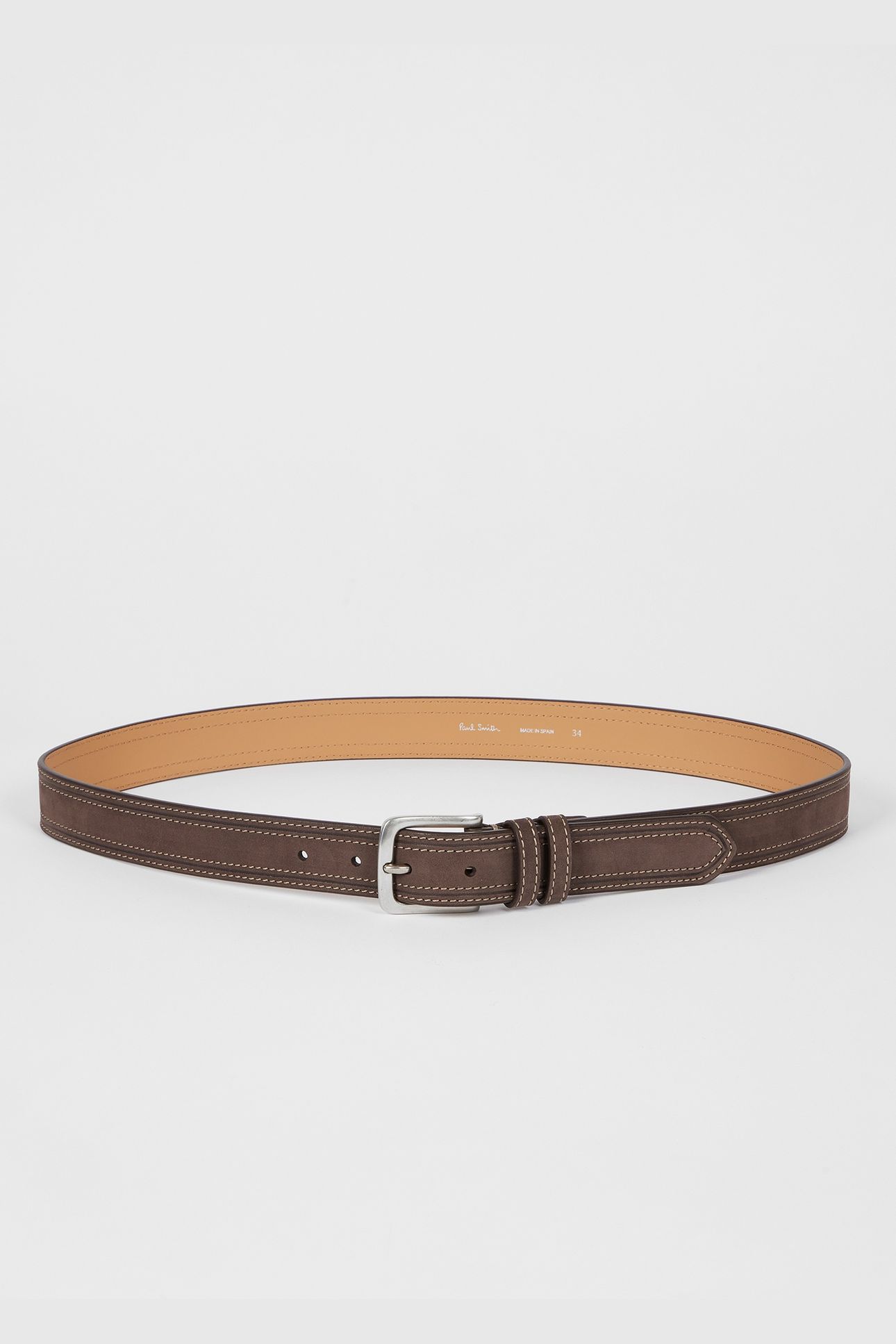 MEN BELT TOP STITCH N VEIN BROWN 1