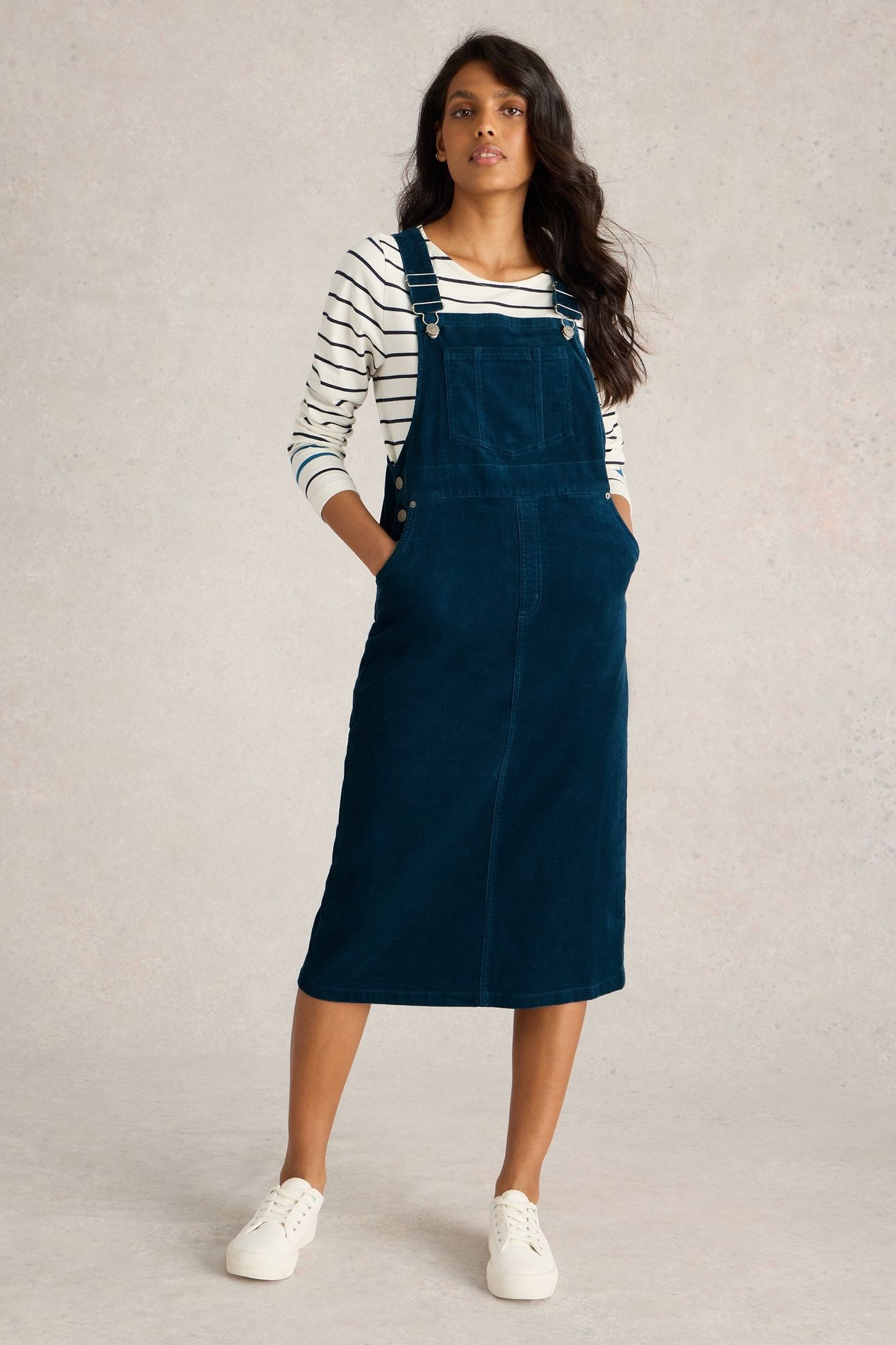 EMMIE ORGANIC CORD MIDI PINNY DARK TEAL 1