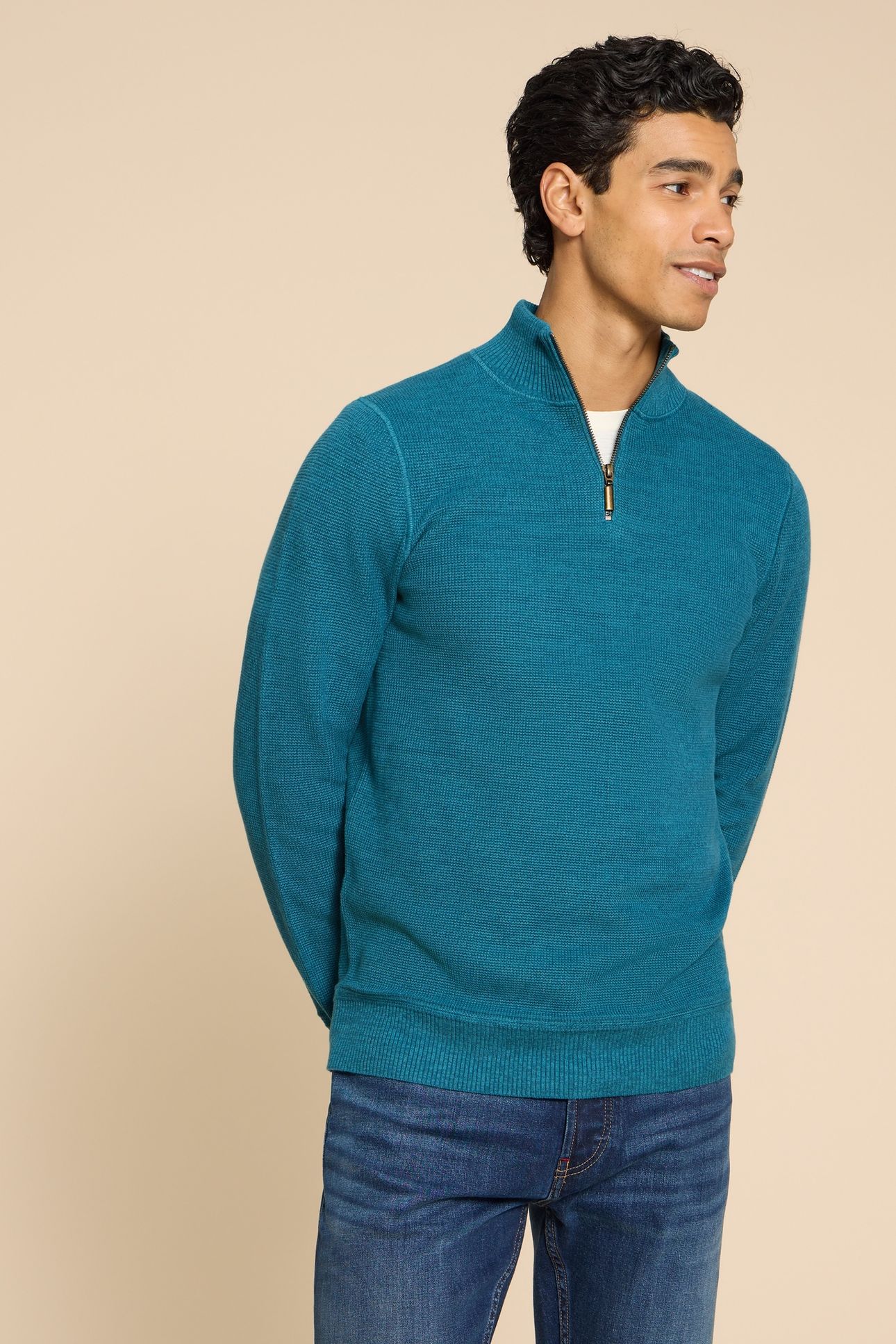 ATTADALE FUNNEL NECK JUMPER MID TEAL 1