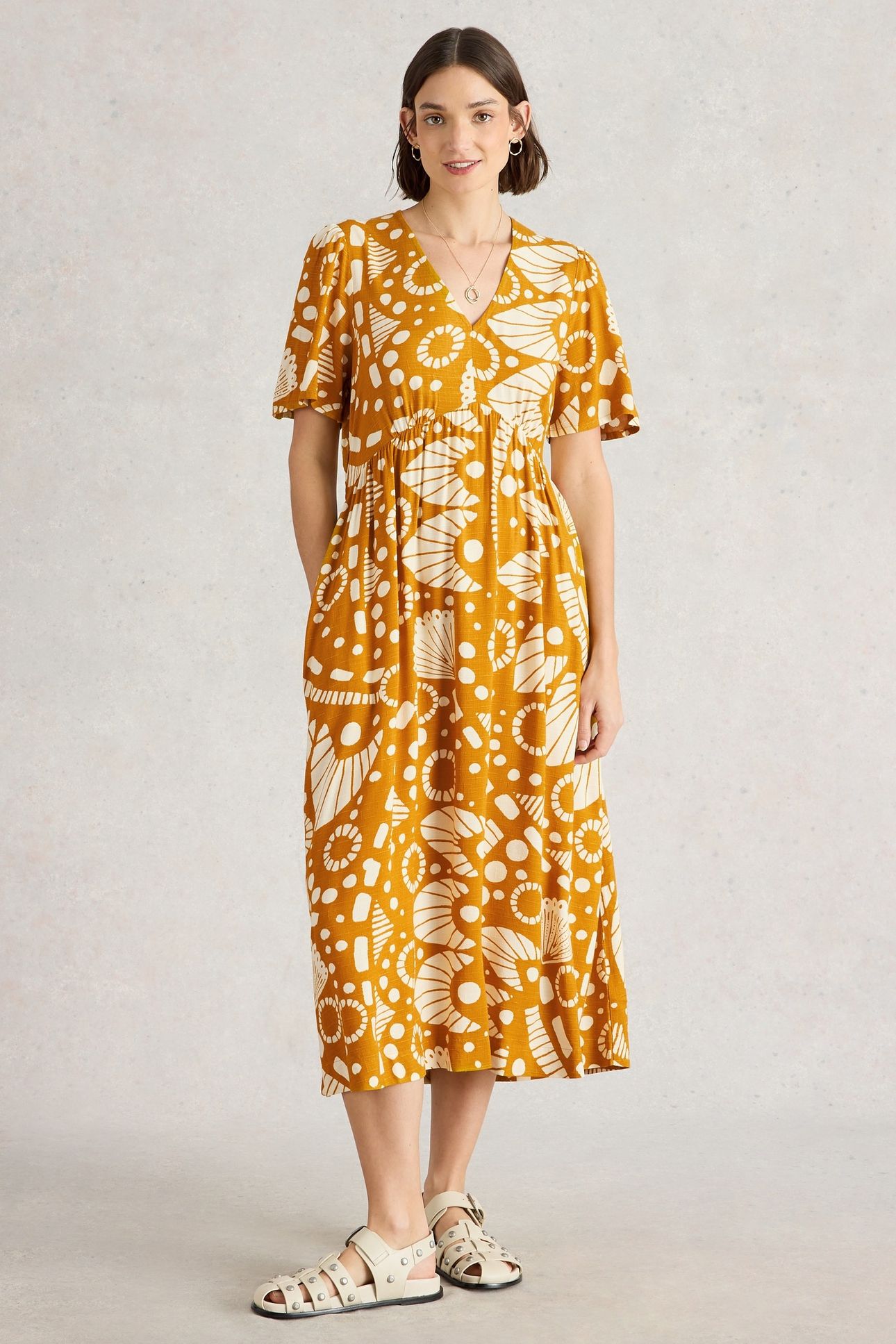 LUCY MIDI DRESS CHARTREUSE PRINT 2