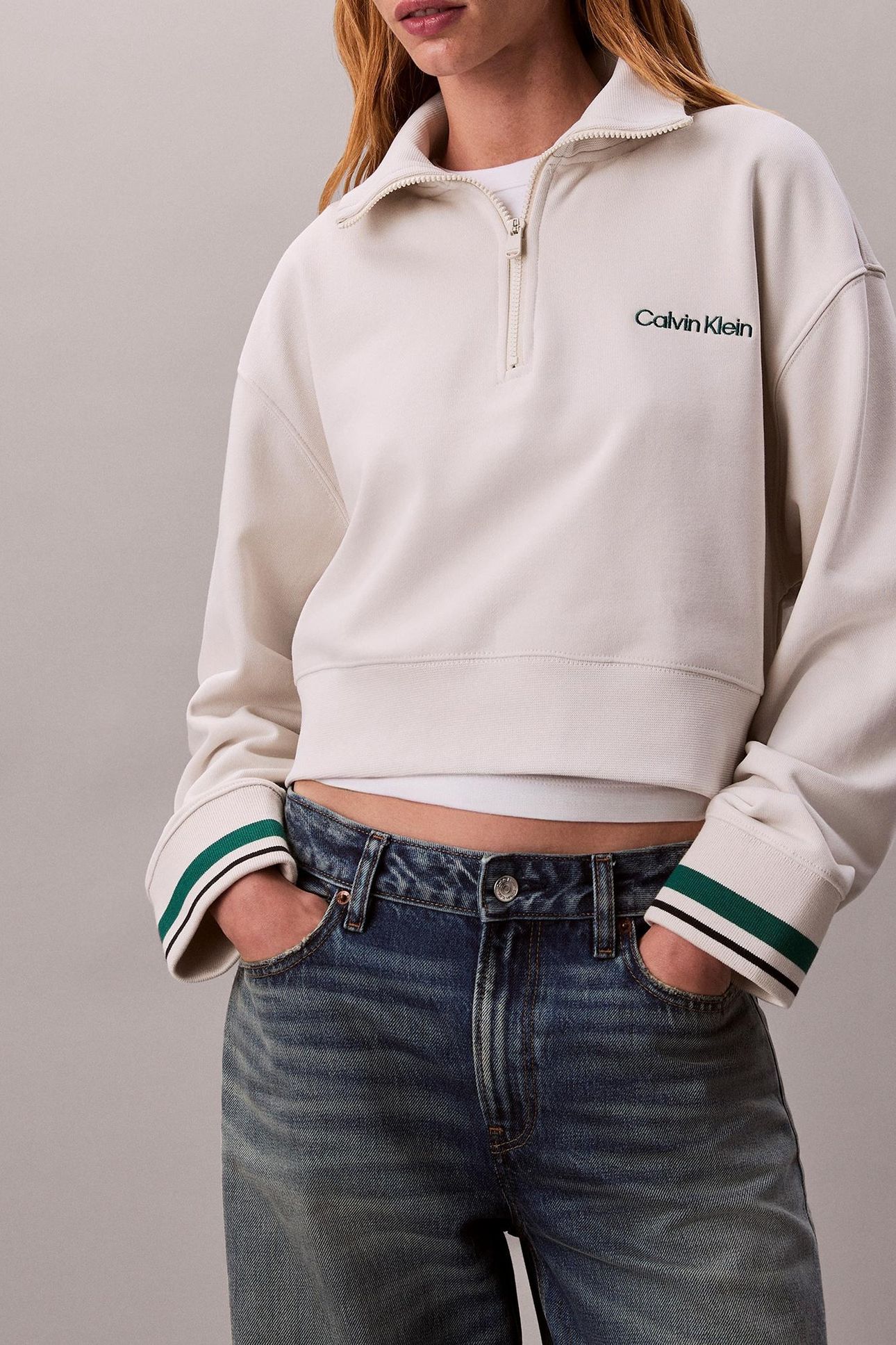 1/4 ZIP SWEATER CHALK 1