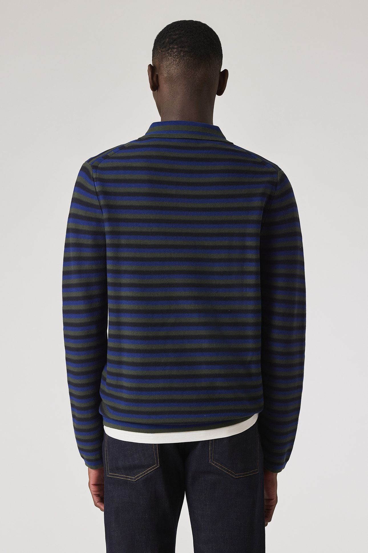 MENS SWEATER LS POLO VERY DARK NAVY 3