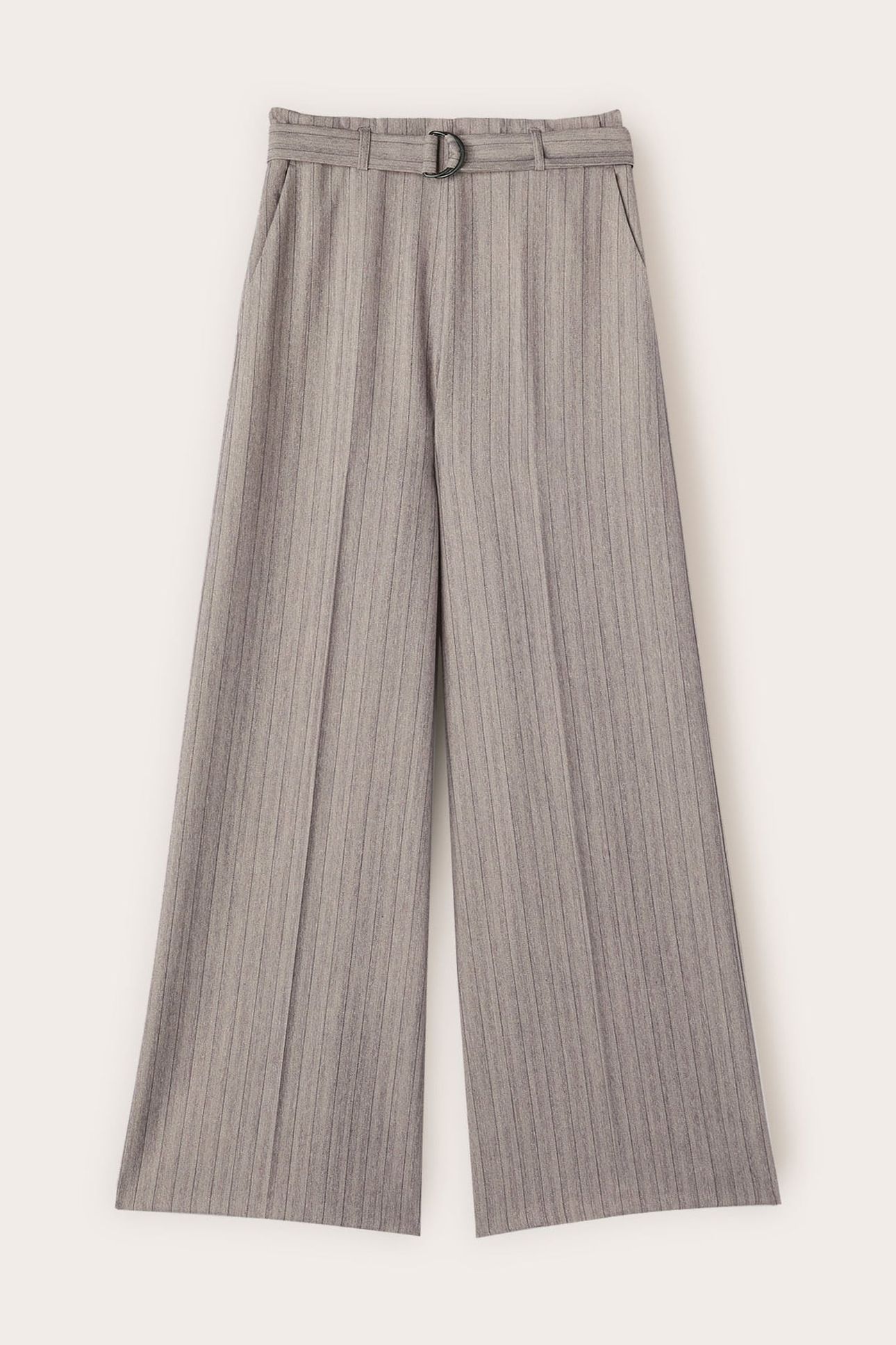 PINSTRIPED PALAZZO PANTS WITH BELT GREY 4
